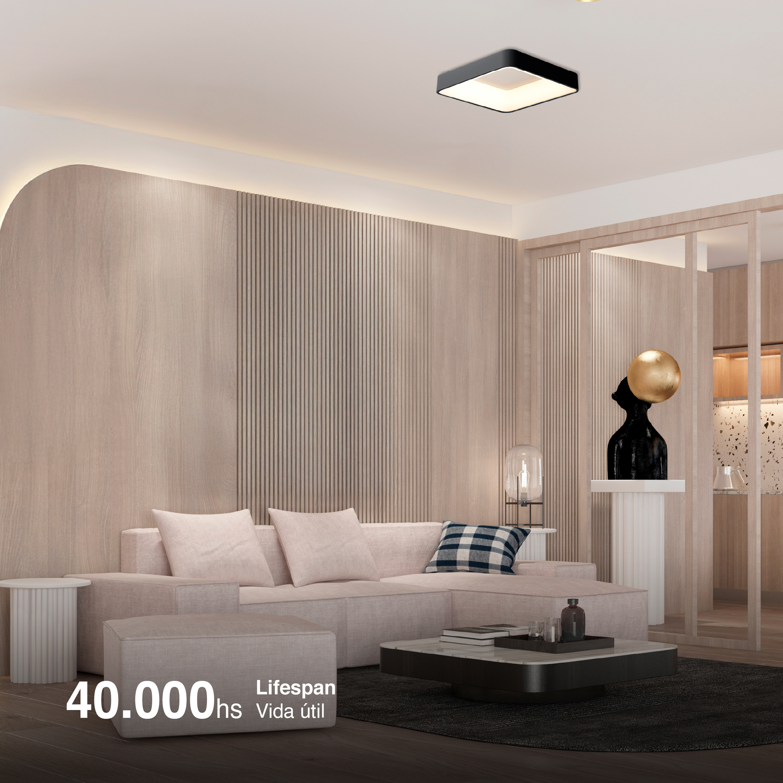 Panel LED Smart Cuadrado Negro 40x40x9cm 32W 140mA CCT, de Aplicar