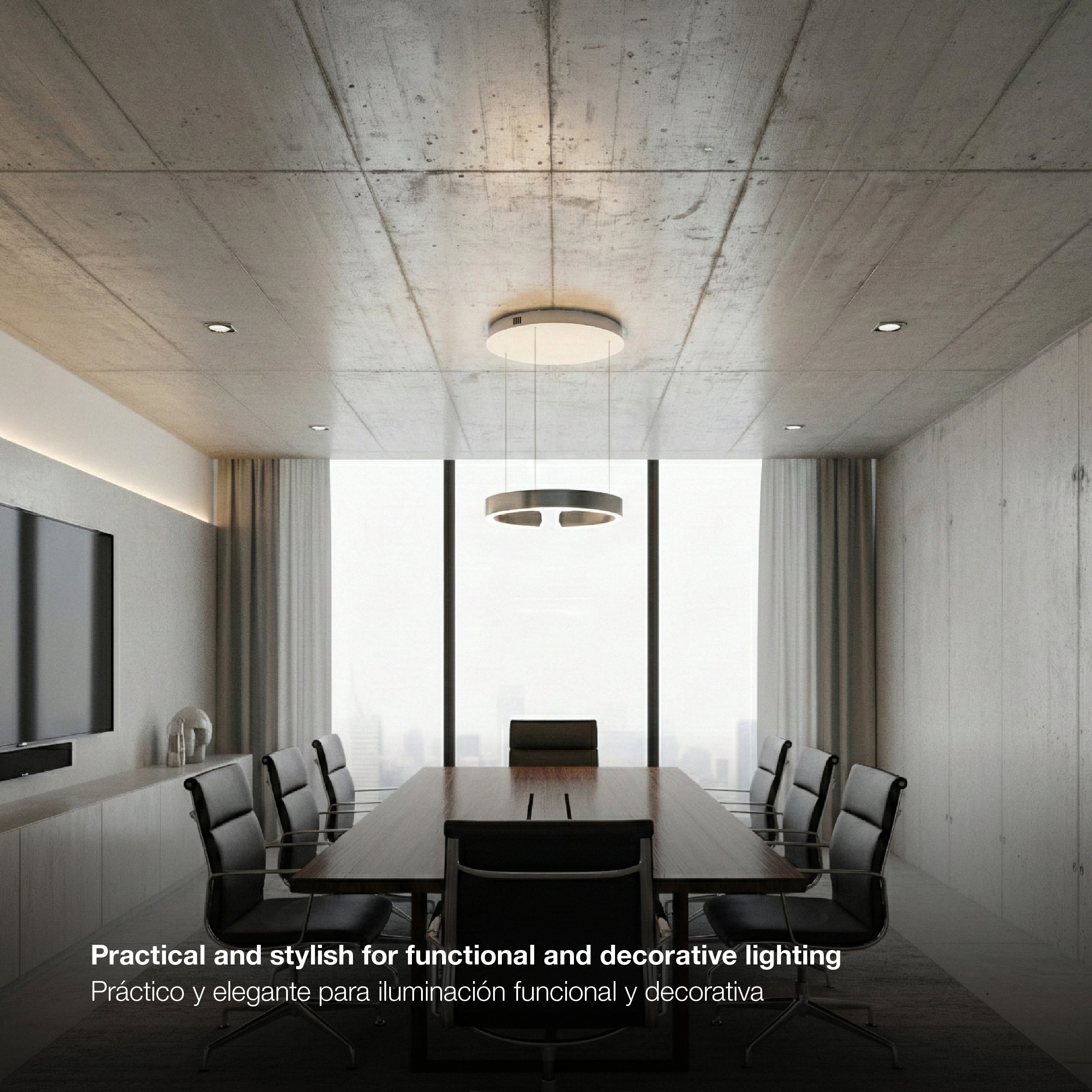 Lámpara LED Suspendida Titanio Negro, Ø40x52cm, 28W CCT Variable 3000-6500K