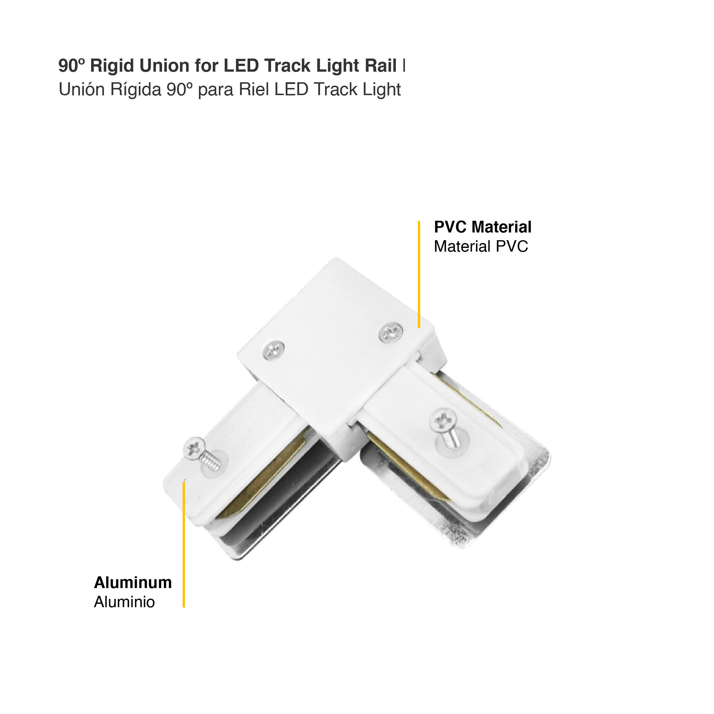Unión Rígida 90º para Riel LED Track Light Color Blanco