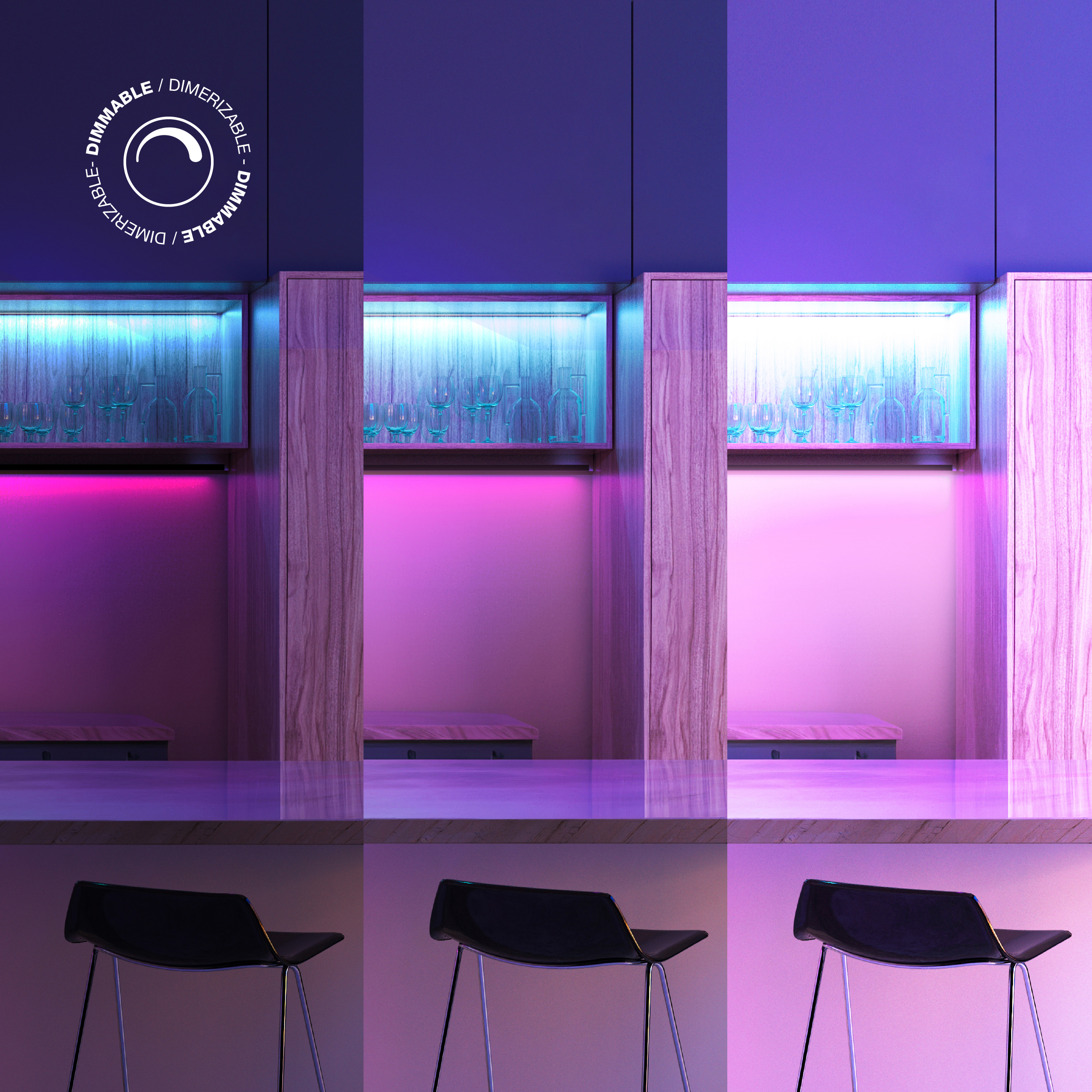 Tira LED COB 24V 14W/m, RGB 500lm/m 576LEDs/m, 10mm PBC, 5m