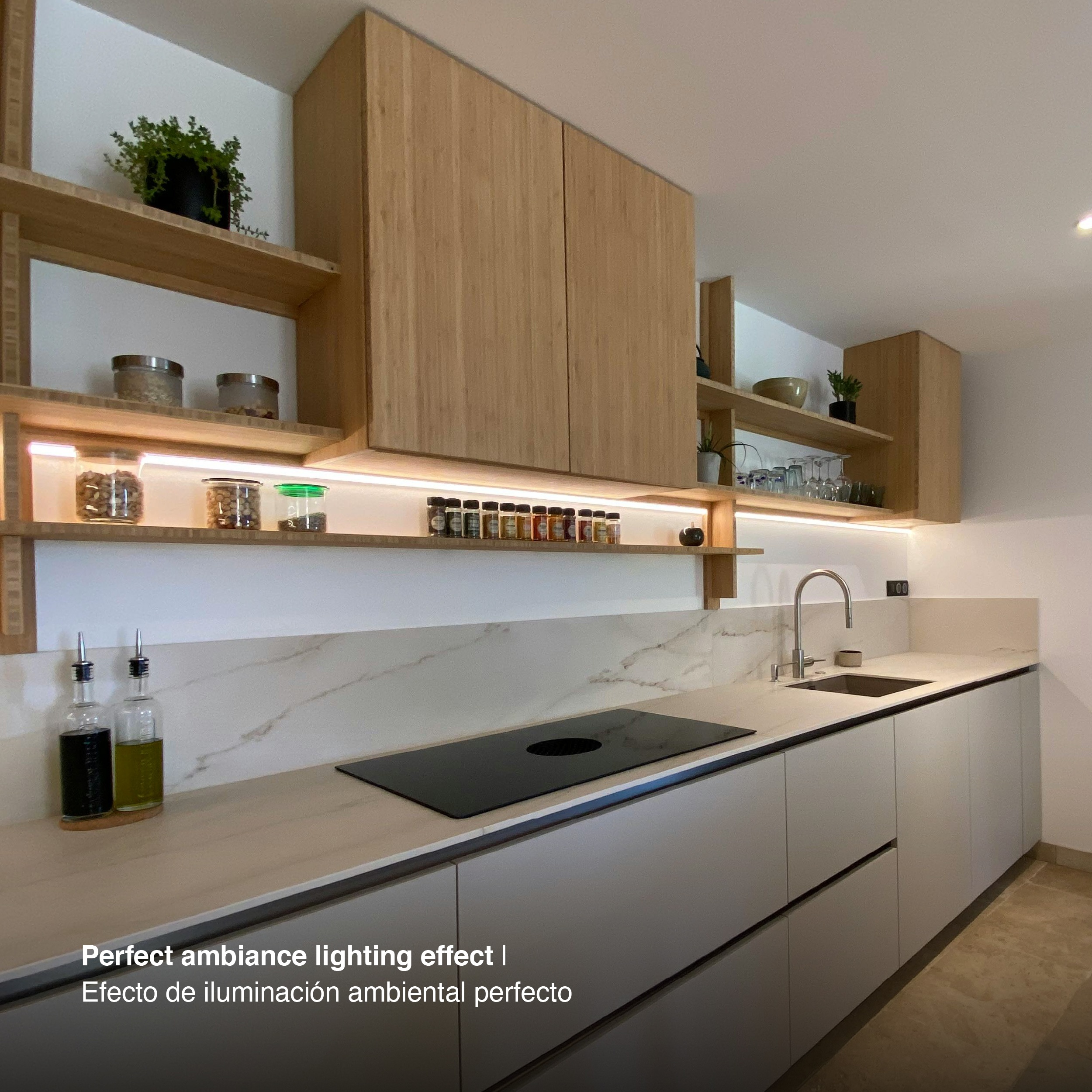 Perfil de Aluminio Flat 13x7mm Anodizado, Cover Opal Blanco x2,5m