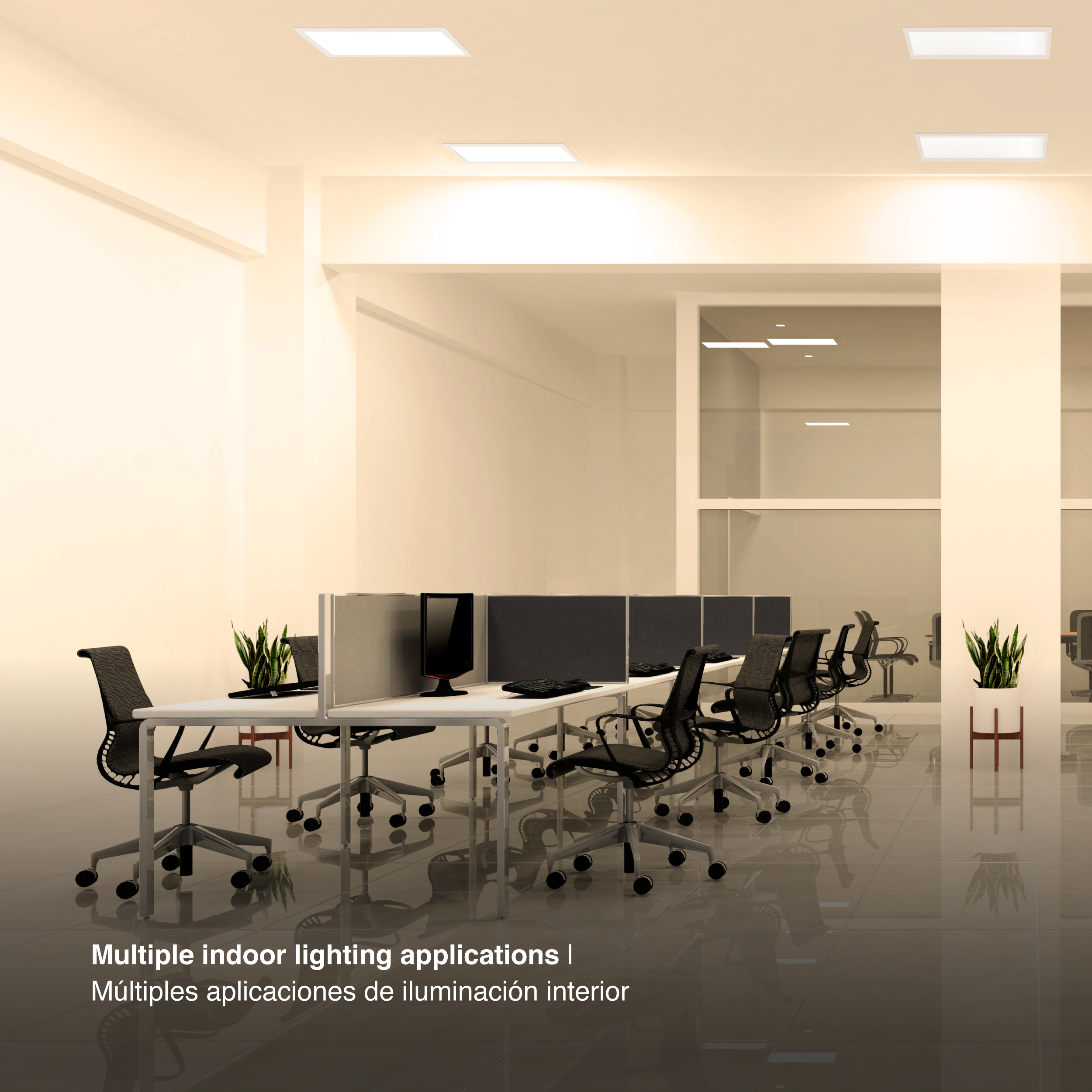 Panel LED BACKLIGHT de 60x60x3,8cm 48W 4800lm Blanco Cálido, de aplicar