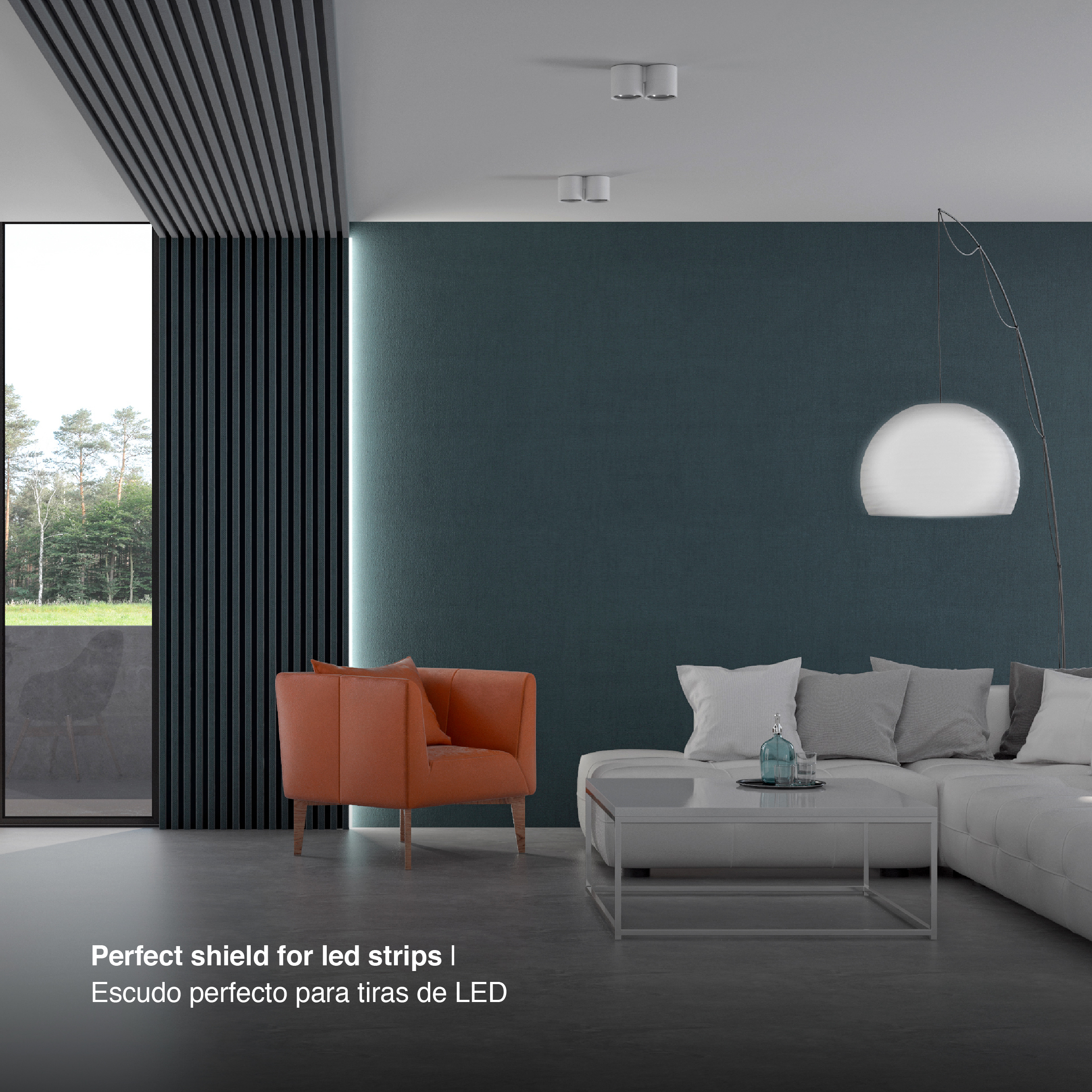 Perfil de Aluminio con Ala de Embutir 35x15mm Anodizado, Cover Opal Blanco x1m