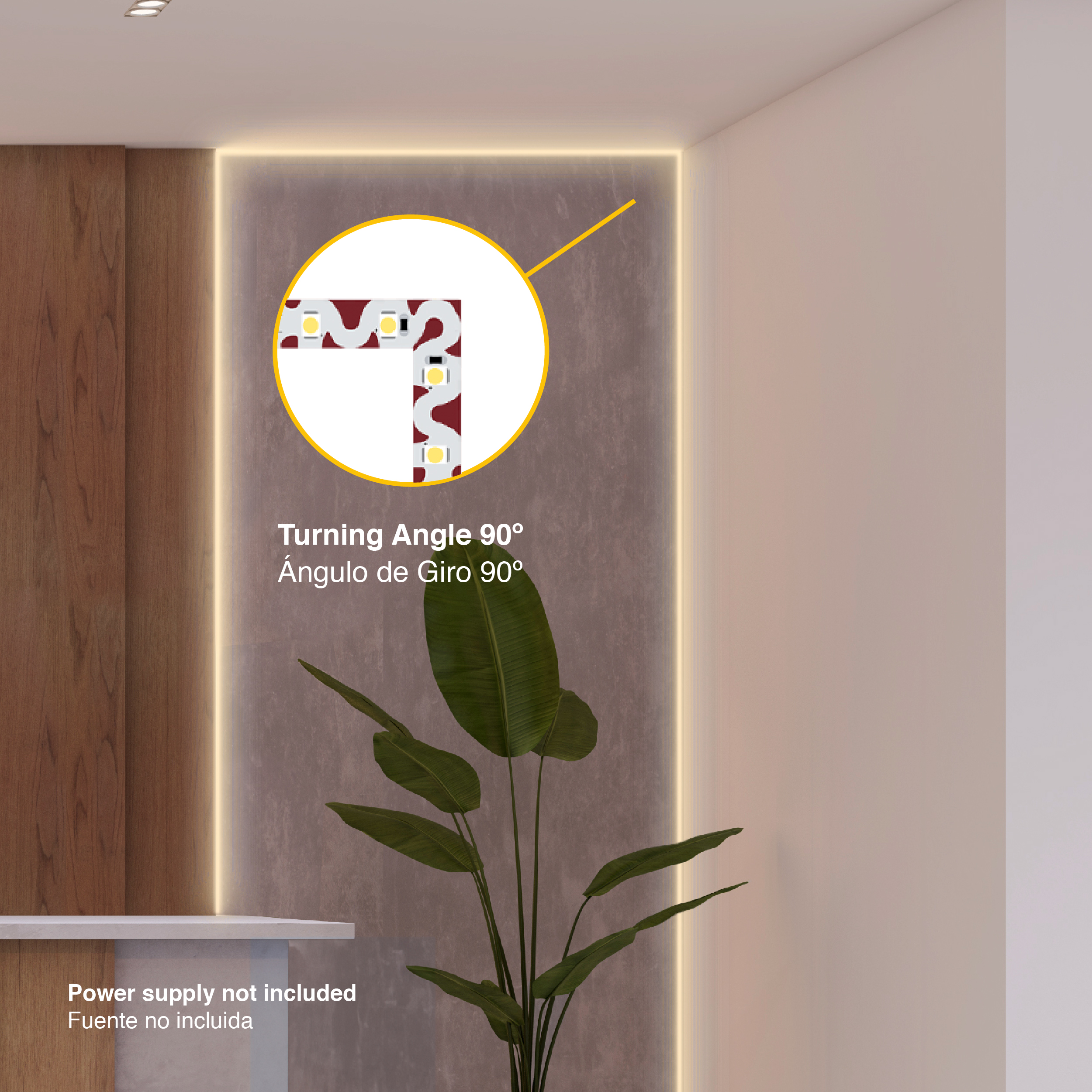 Tira LED Zig-Zag SMD2835 12V 5.3W/m Blanco Cálido 512lm/m 60LEDs/m, 6mm, 5m