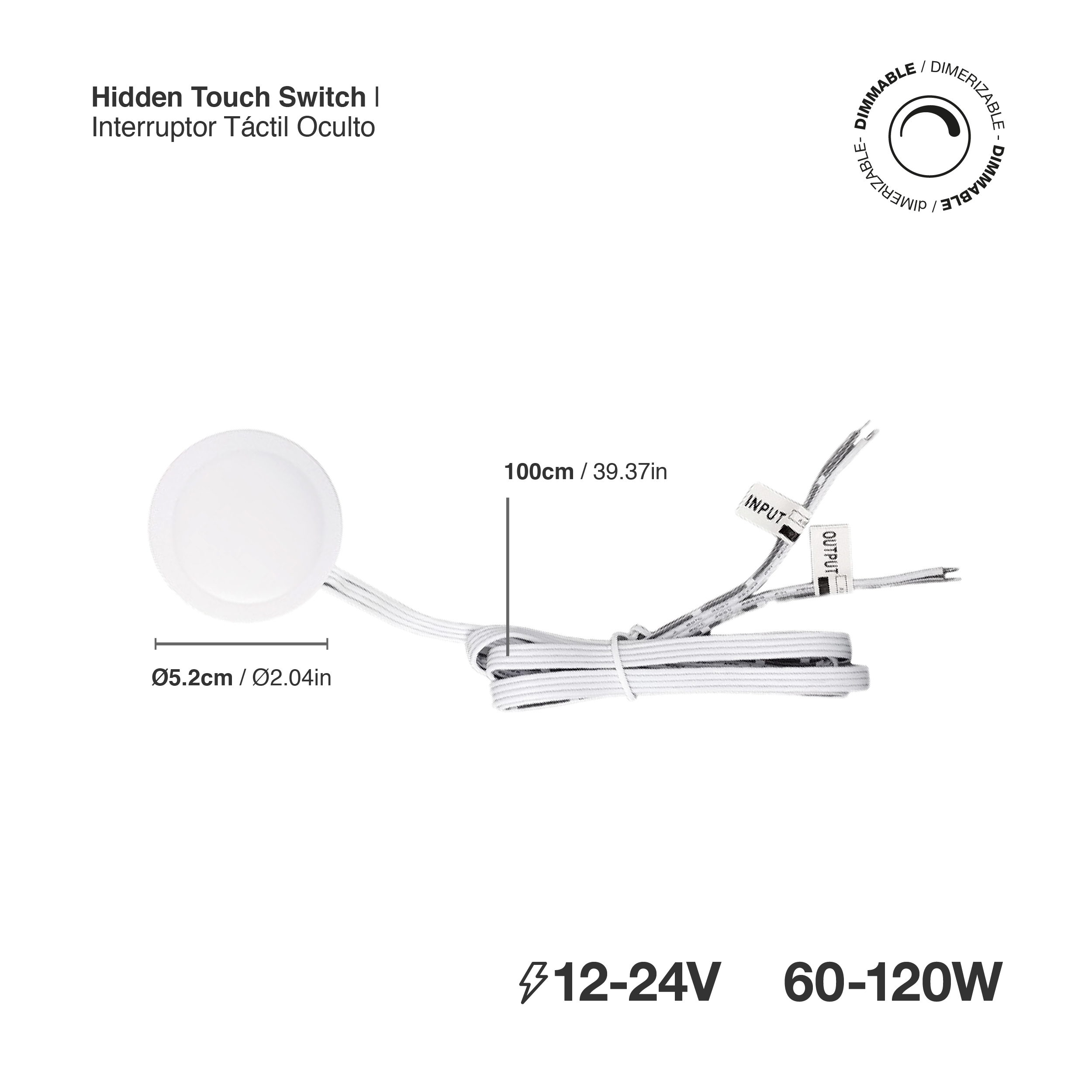  Interruptor Táctil Oculto Circular Ø52mm 12V-24V