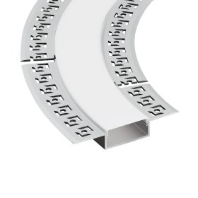 Perfil de Aluminio Flexible con Alas de Embutir 70x13mm Anodizado, Cover Opal Blanco x2m