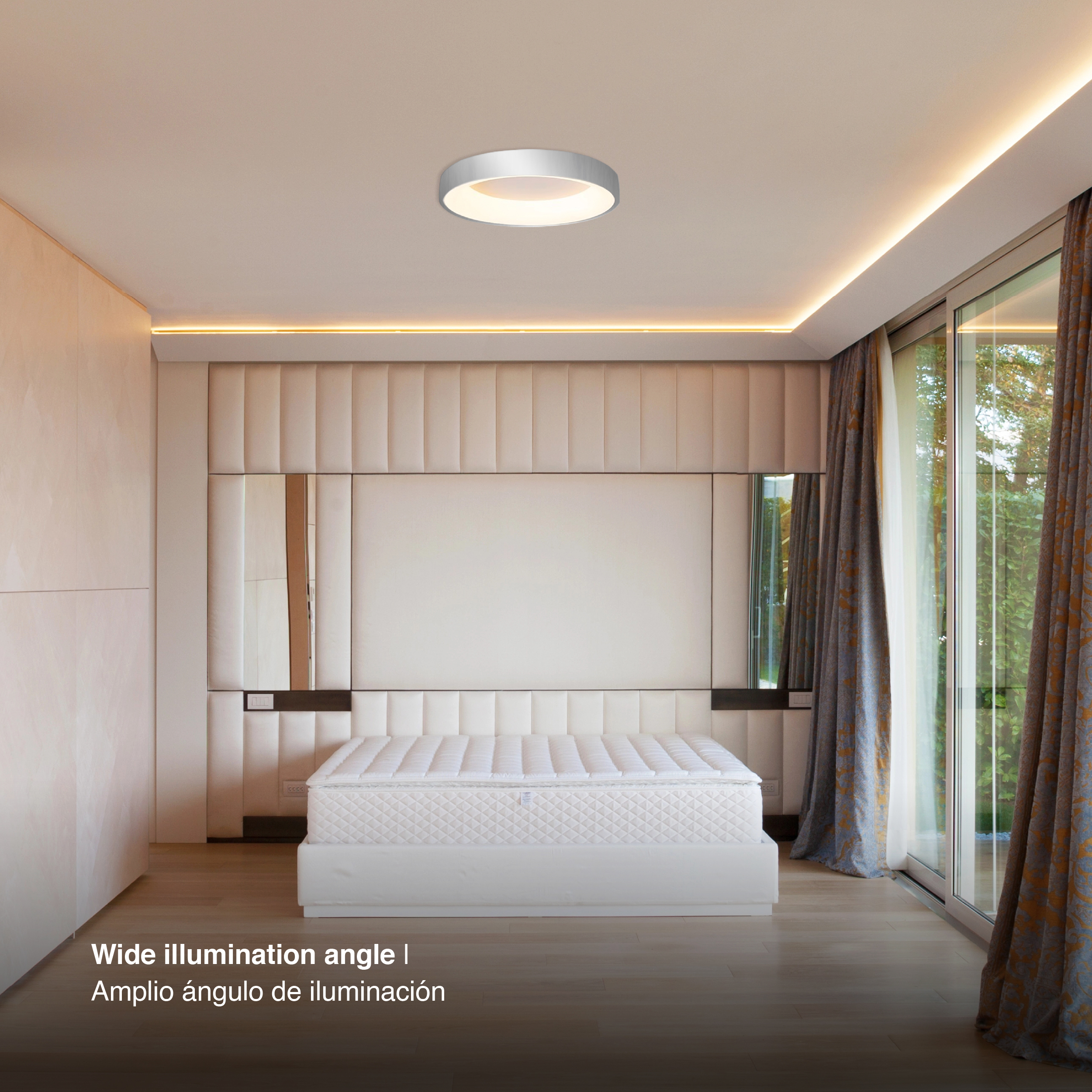 Panel LED Smart Redondo Níquel Ø48x9cm 48W 210mA CCT, de Aplicar