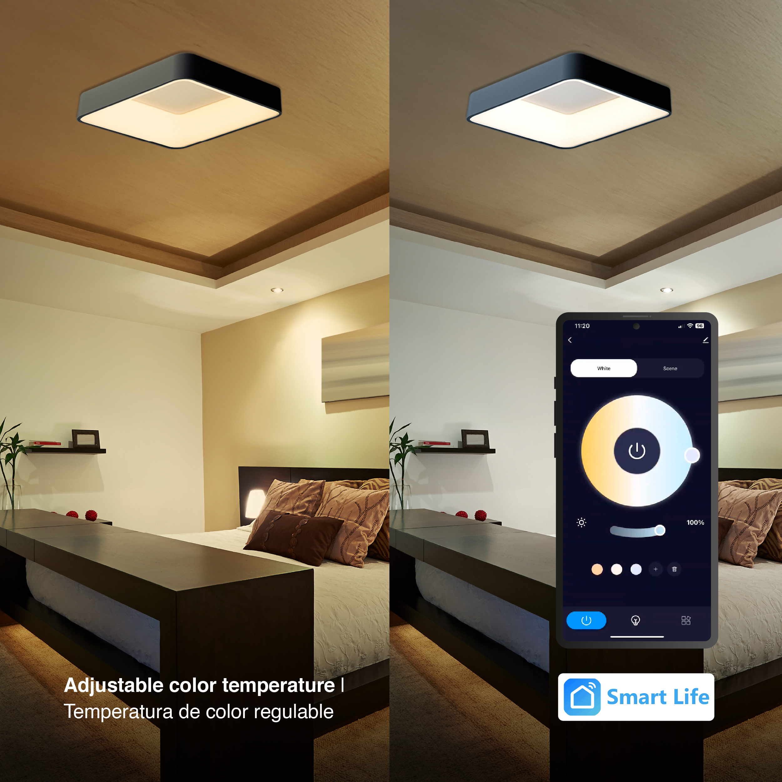 Panel LED Smart Cuadrado Negro 60x60x9cm 60W 270mA CCT, de Aplicar