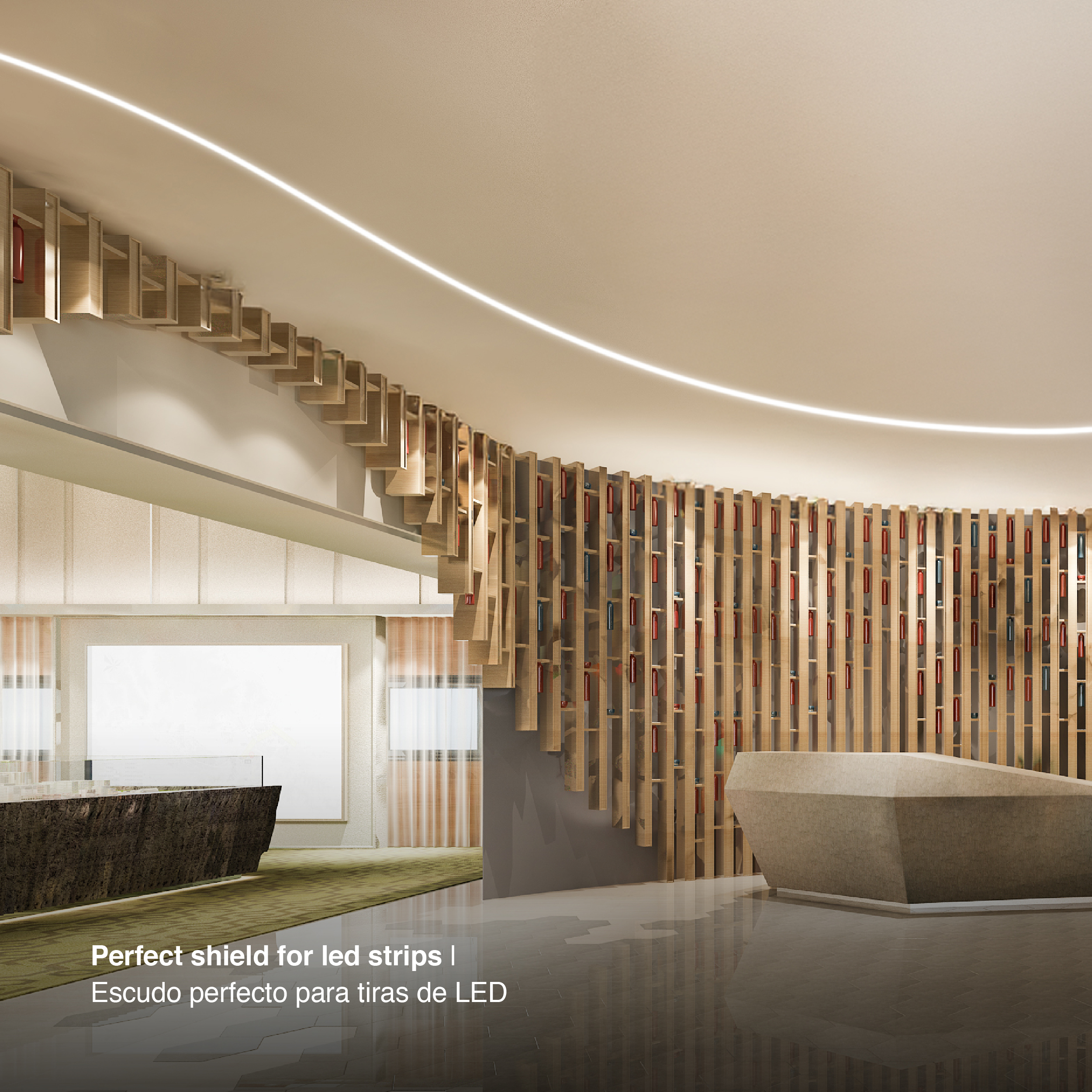 Perfil de Aluminio Flexible con Alas de Embutir 56x15mm Anodizado, Cover Opal Blanco x2m