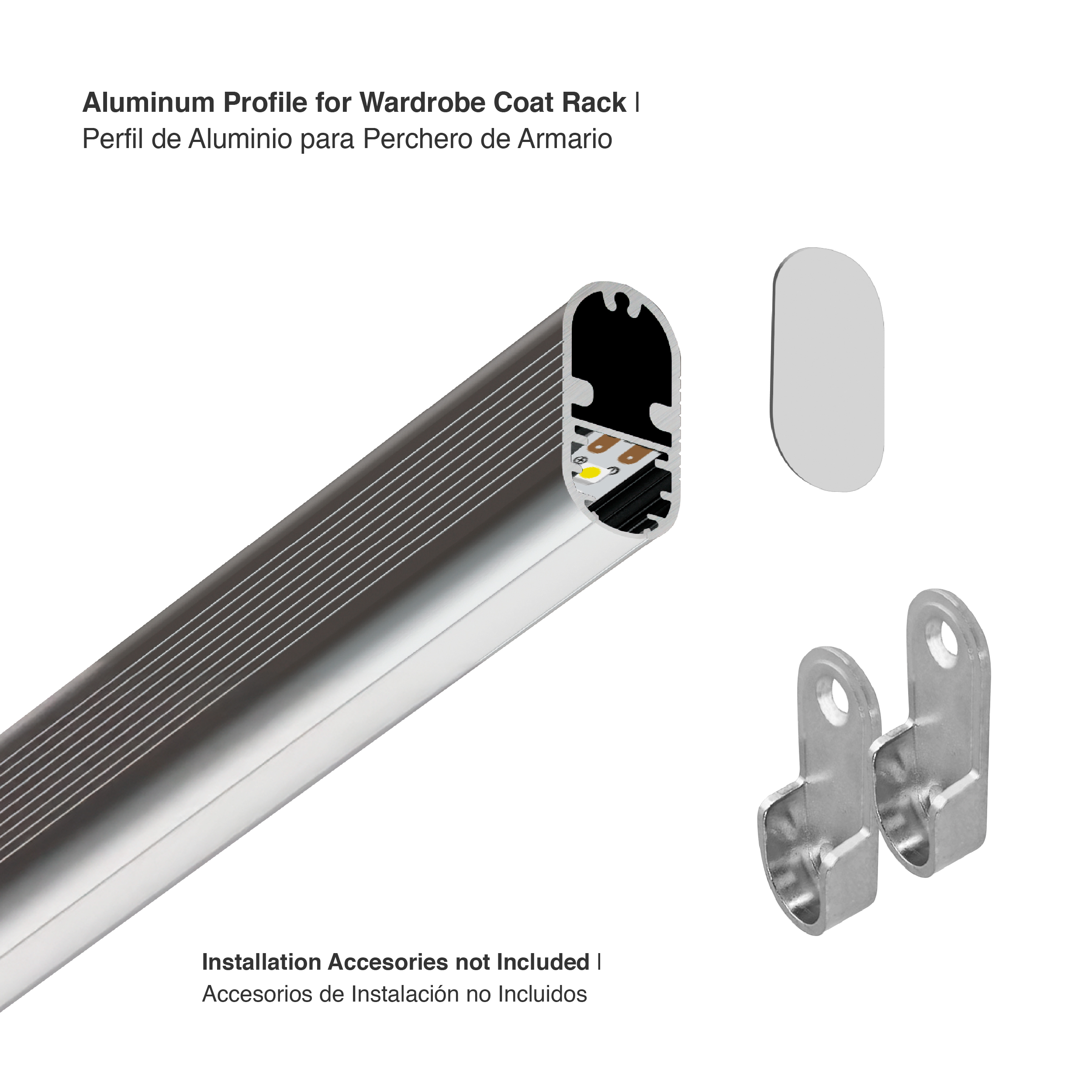 Perfil de Aluminio para Armario Perchero 14,5x29mm, 1m 