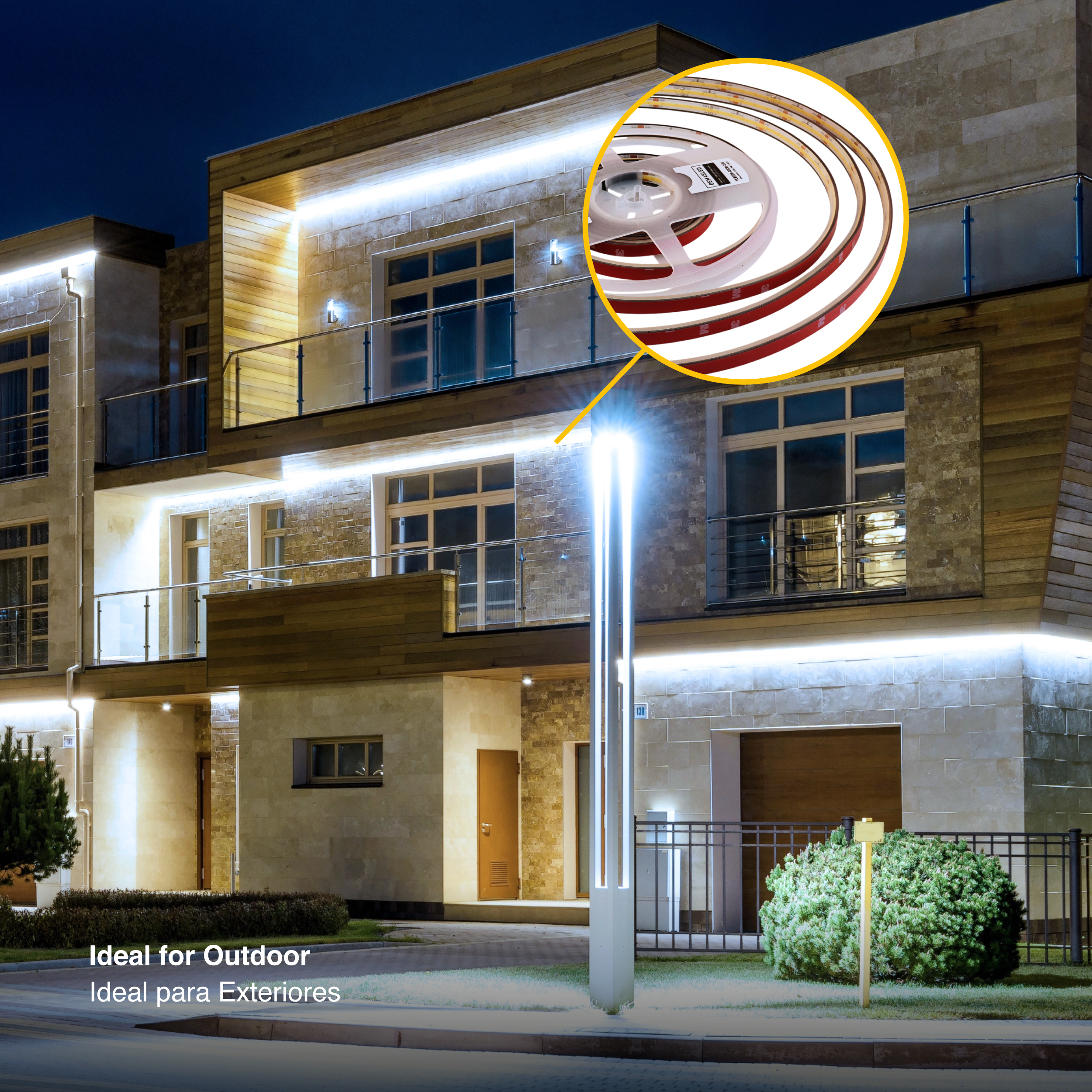 Tira LED COB 24V 11W/m Blanco Frío 1100lm/m 480LEDs/m 11mm IP68, 5m