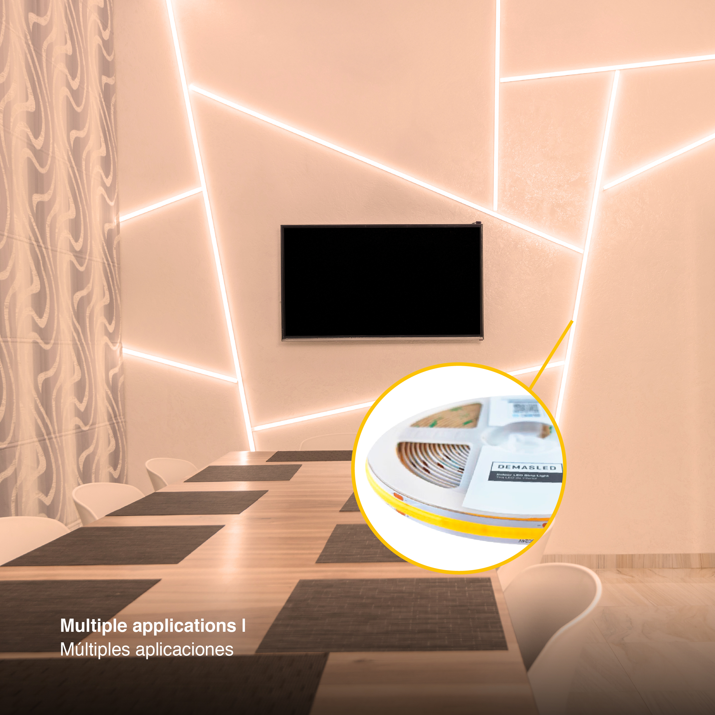 Tira LED COB 24V 15W/m Blanco Cálido 1500lm/m 528 LEDs/m, 10mm PCB IP33 x5m