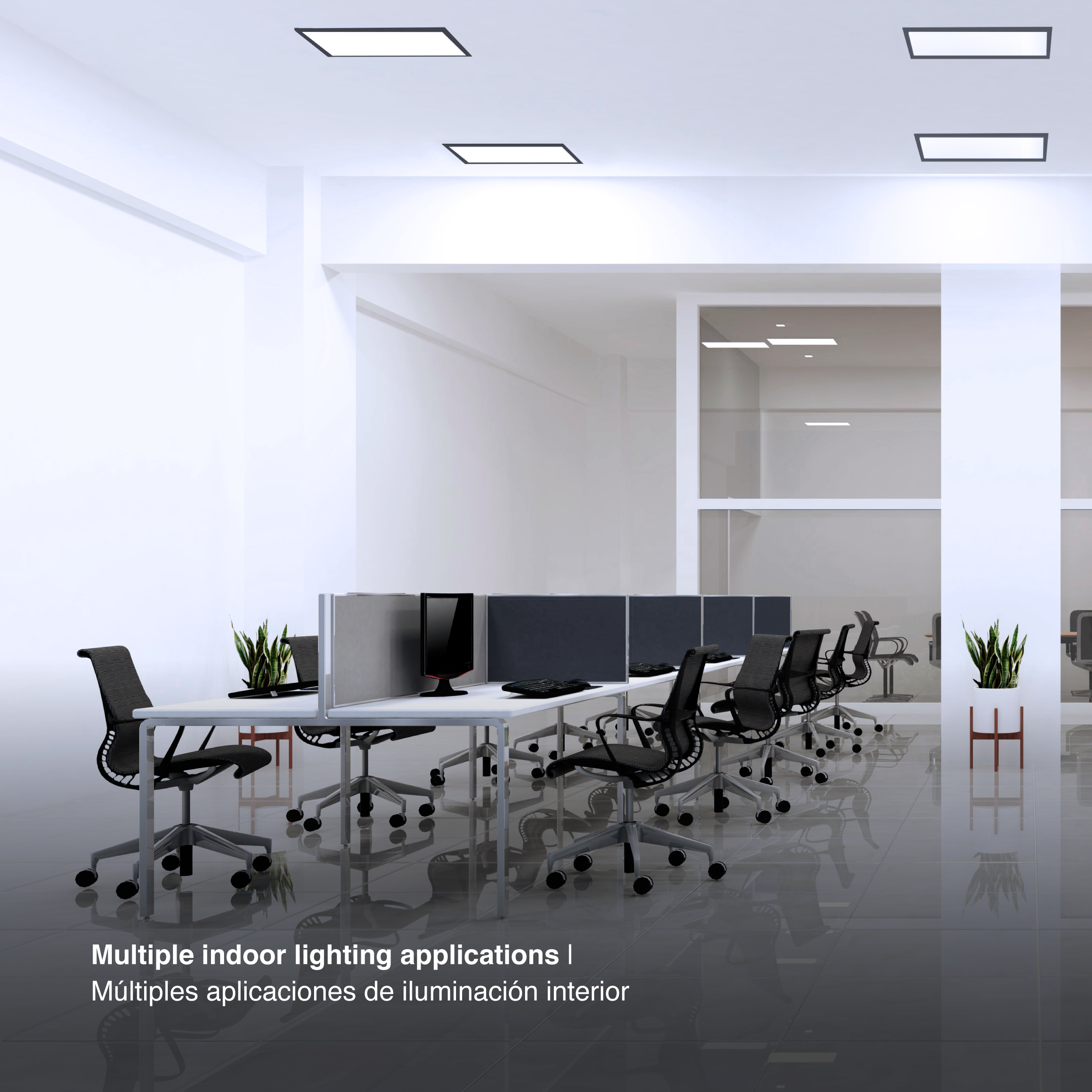 Panel LED BACKLIGHT de 60x60x3.8cm Negro 48W 4800lm Blanco Frío 6.000K, Aplicar