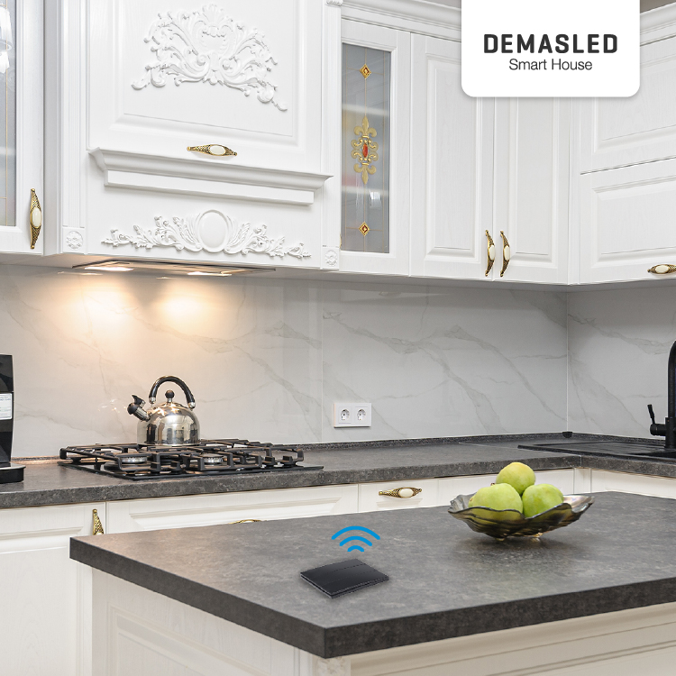 Tecla inalámbrica  RF, 3 Efectos Smart House, Negro