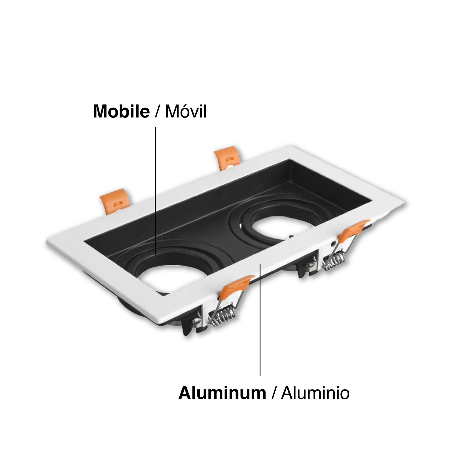 Spot Móvil Blanco para 2 Lámparas GU10