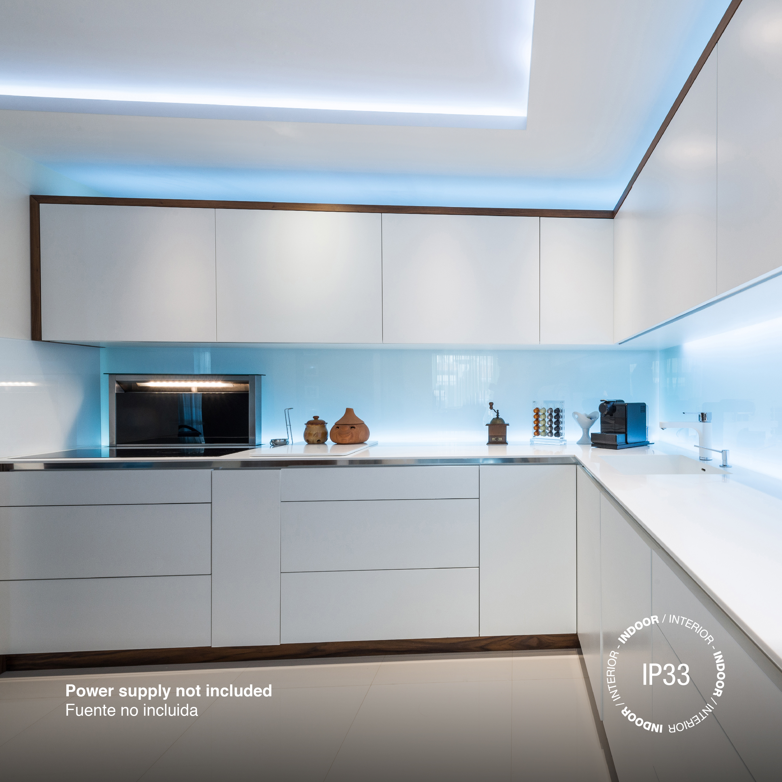 Tira LED COB 24V 11W/m, Blanco Frío 1100lm/m 480LEDs/m, 8mm, 5m