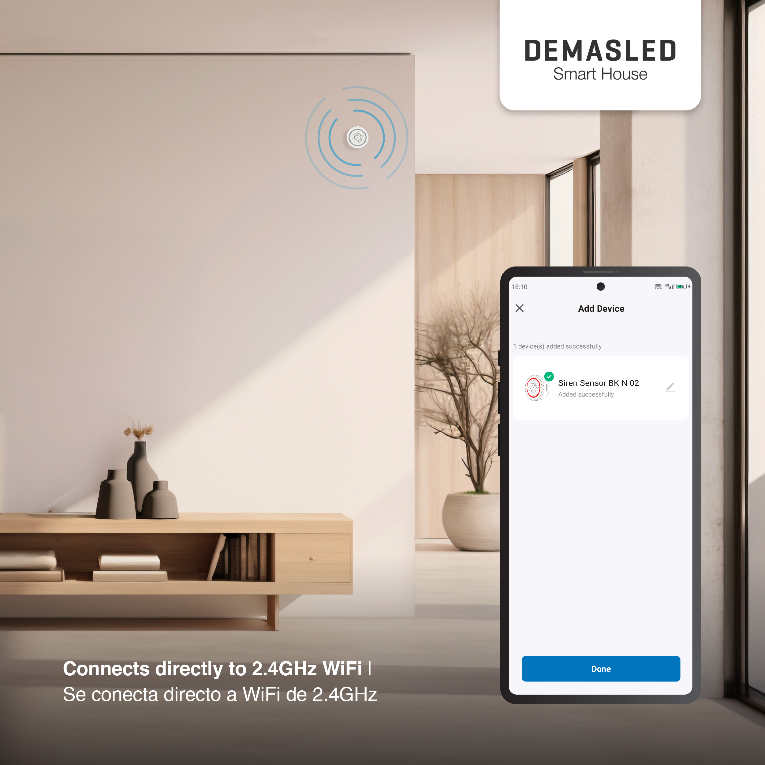 Sirena de Alarma Smart WiFi 100dB 2.4GHz