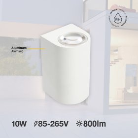Aplique LED Exterior de Pared Bidireccional 10W IP65 Blanco 10cm 220V Blanco Neutro