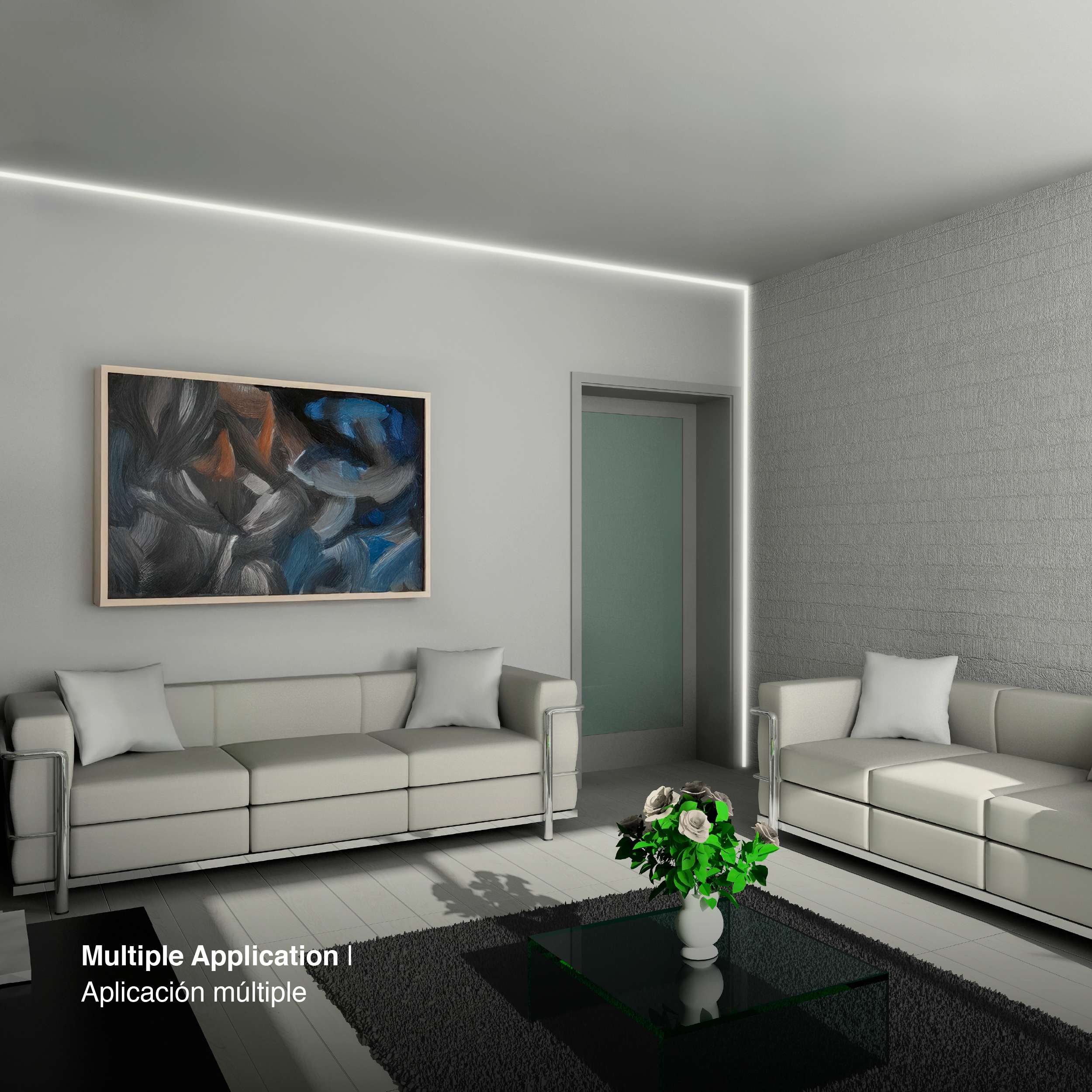 Perfil de Aluminio Esquina Interior de Embutir 50x25,3mm Anodizado, Cover Opal Blanco x2m