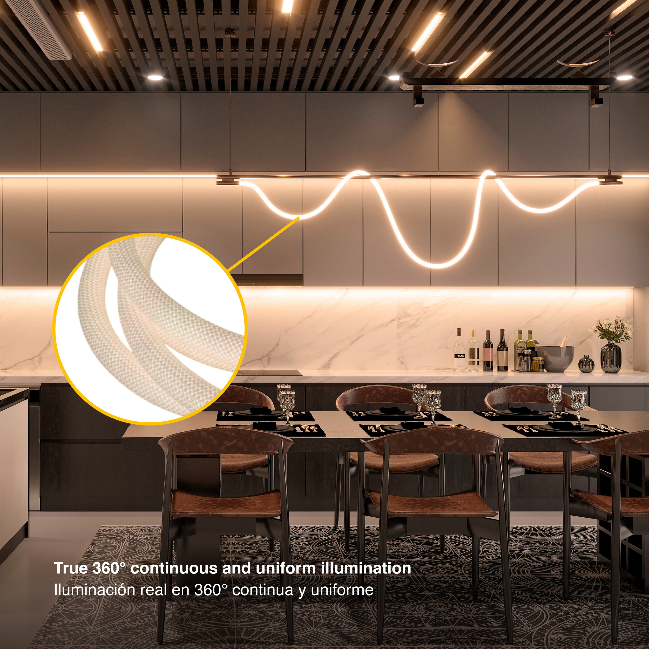 Tira LED Neón Flexible SMD2835, 24V 24W/m, Blanco Cálido 240LEDs/m, 5m