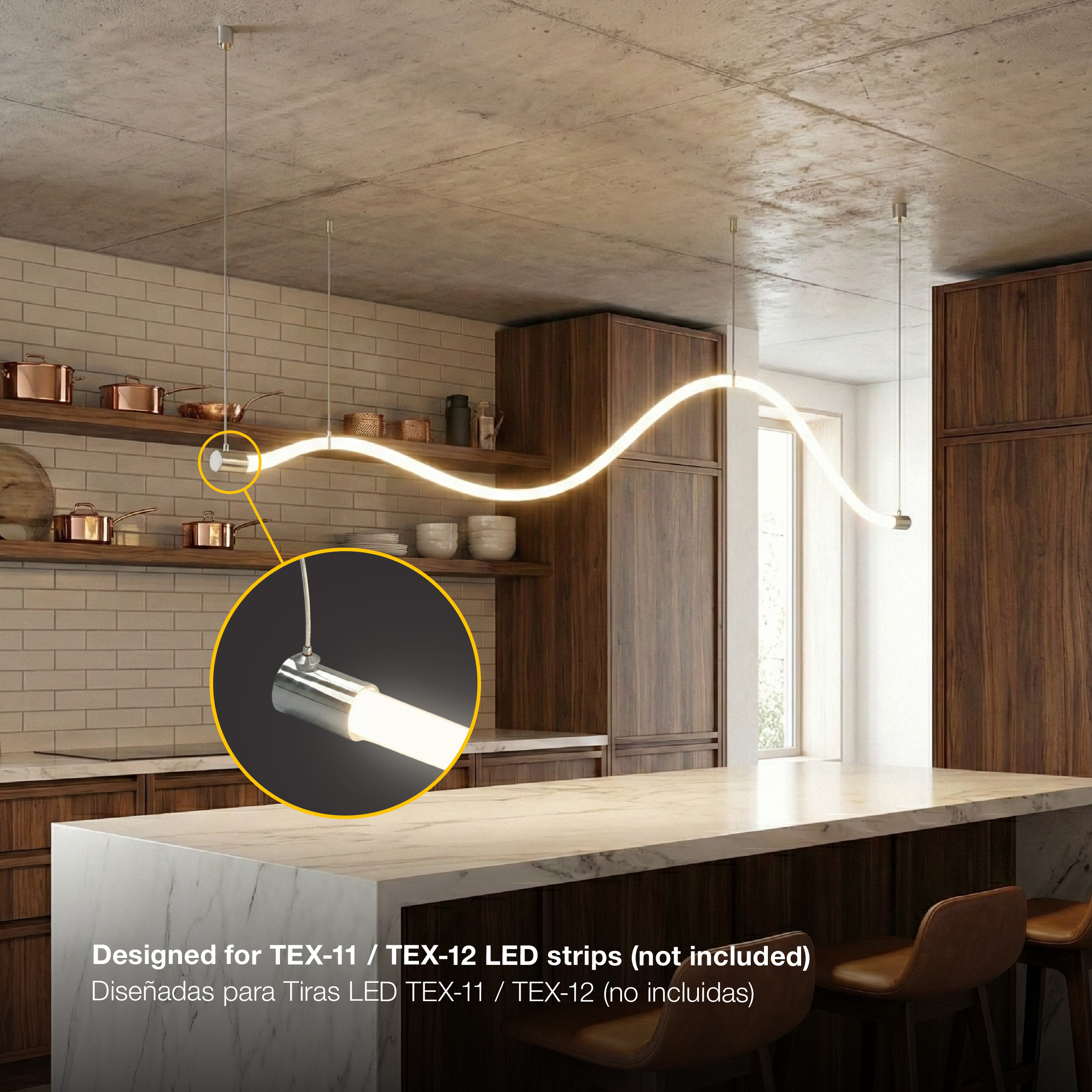 Kit de 2 tapas de Aluminio Cromado + cable de acero 1,5m para tex-11/12