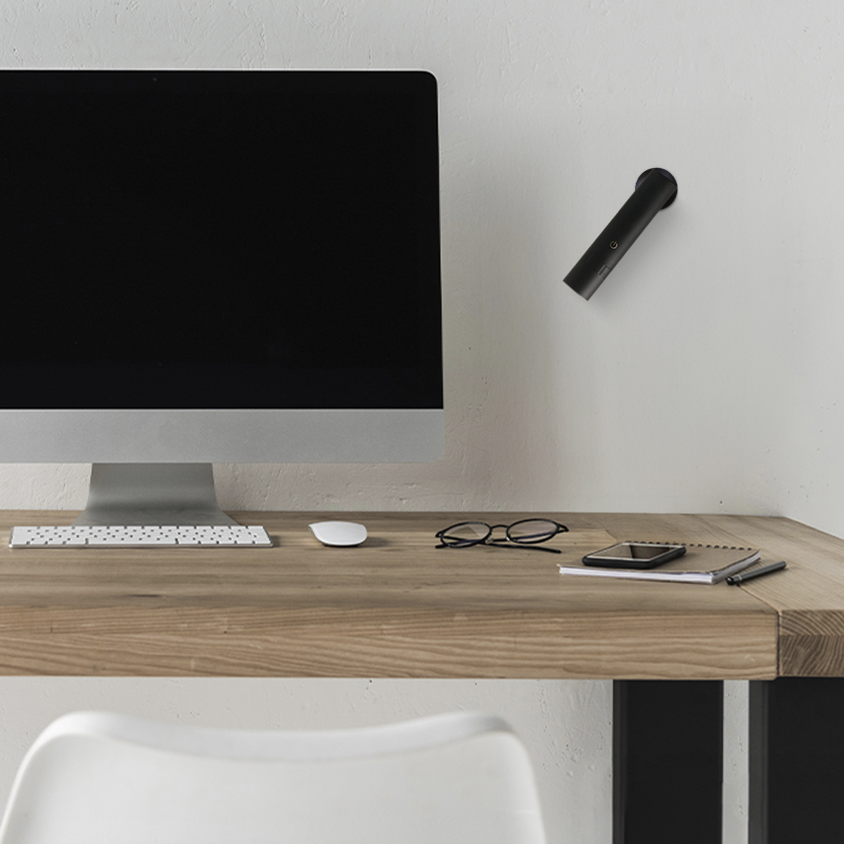 Lámpara Velador Magnético Negro 3W Blanco Cálido 3000K Batería Recargable 1200mAh