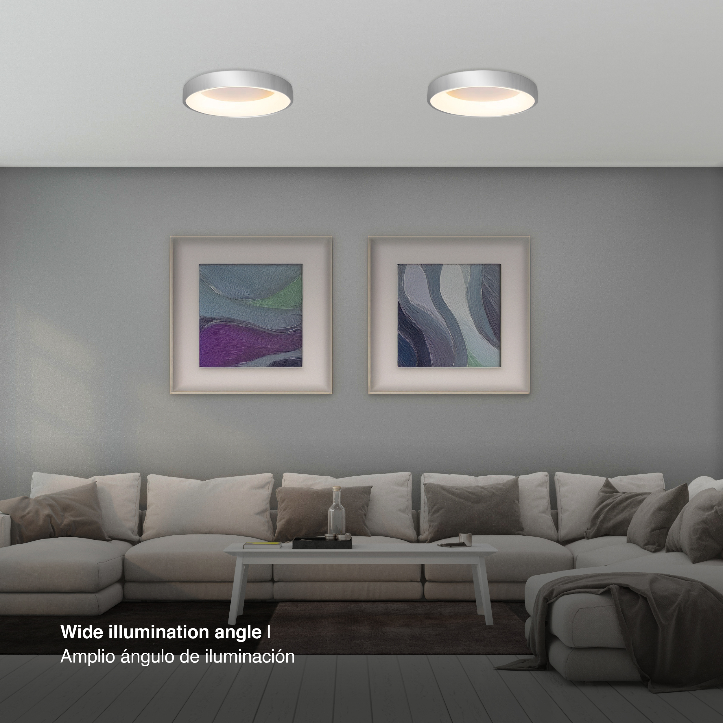 Panel LED Smart Redondo Níquel Ø38,2x9cm 32W 140mA CCT, de Aplicar