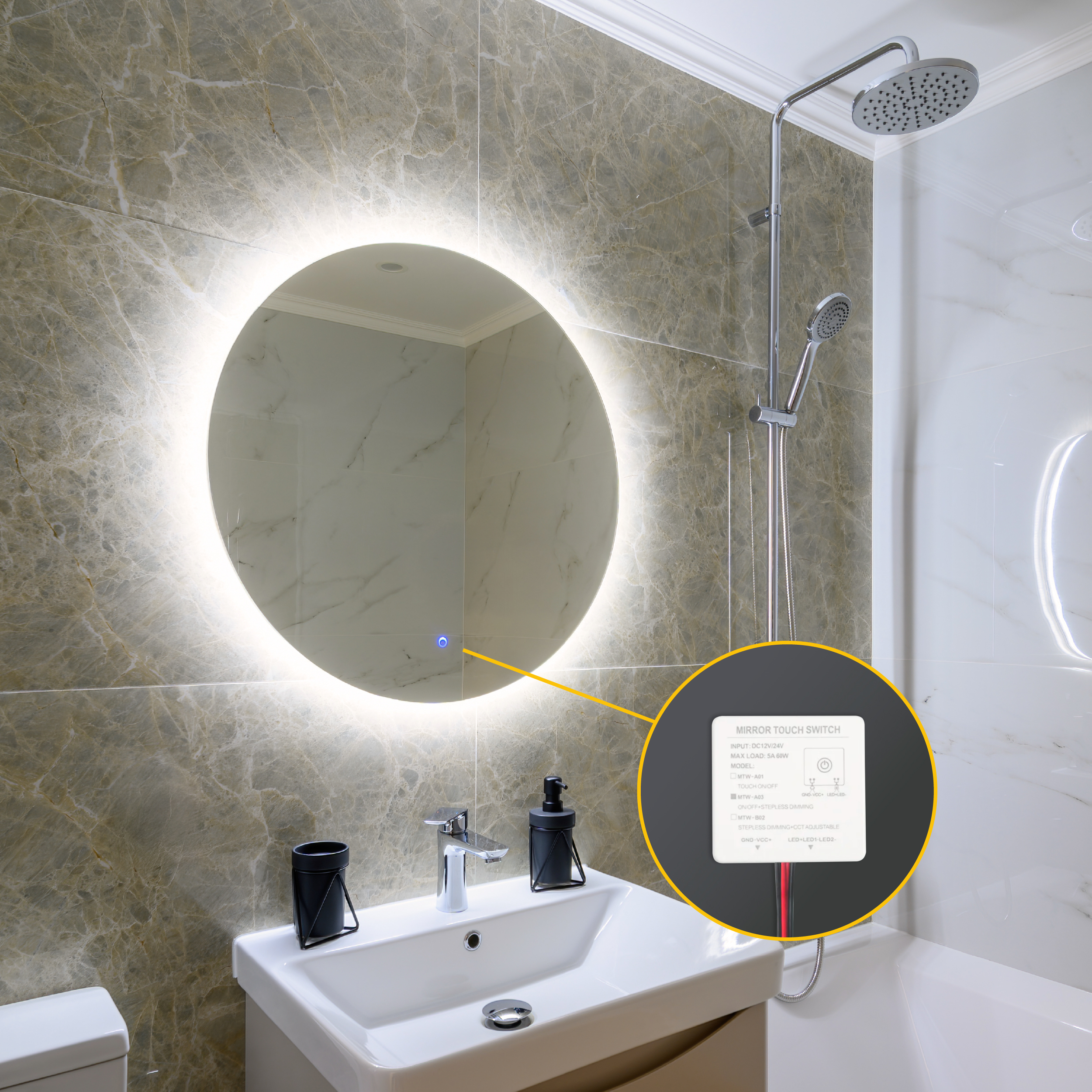 Sensor de Espejos ON/OFF Dimerizable 12-24V