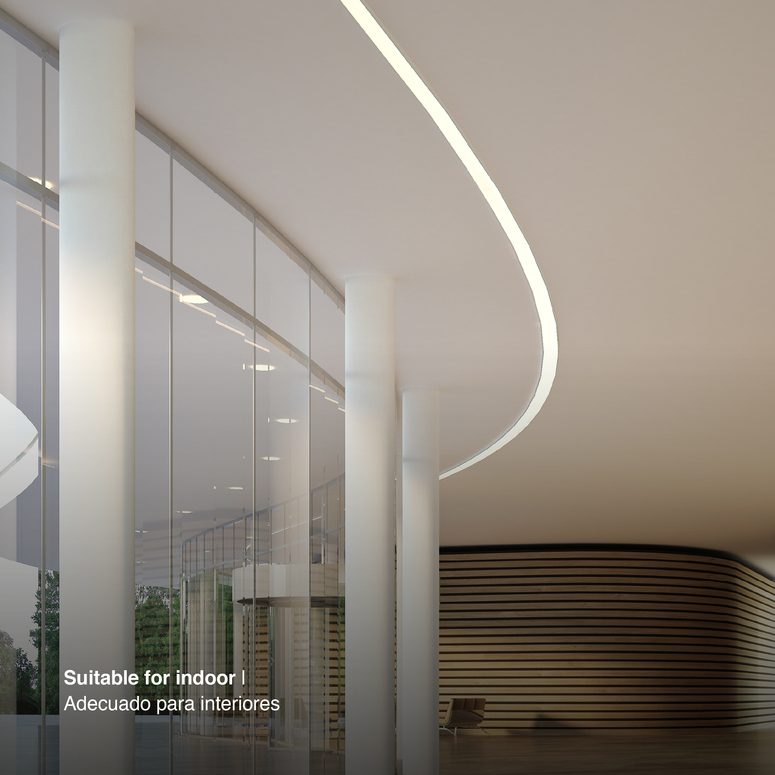 Perfil de Aluminio Flexible con Alas de Embutir 70x13mm Anodizado, Cover Opal Blanco x2m