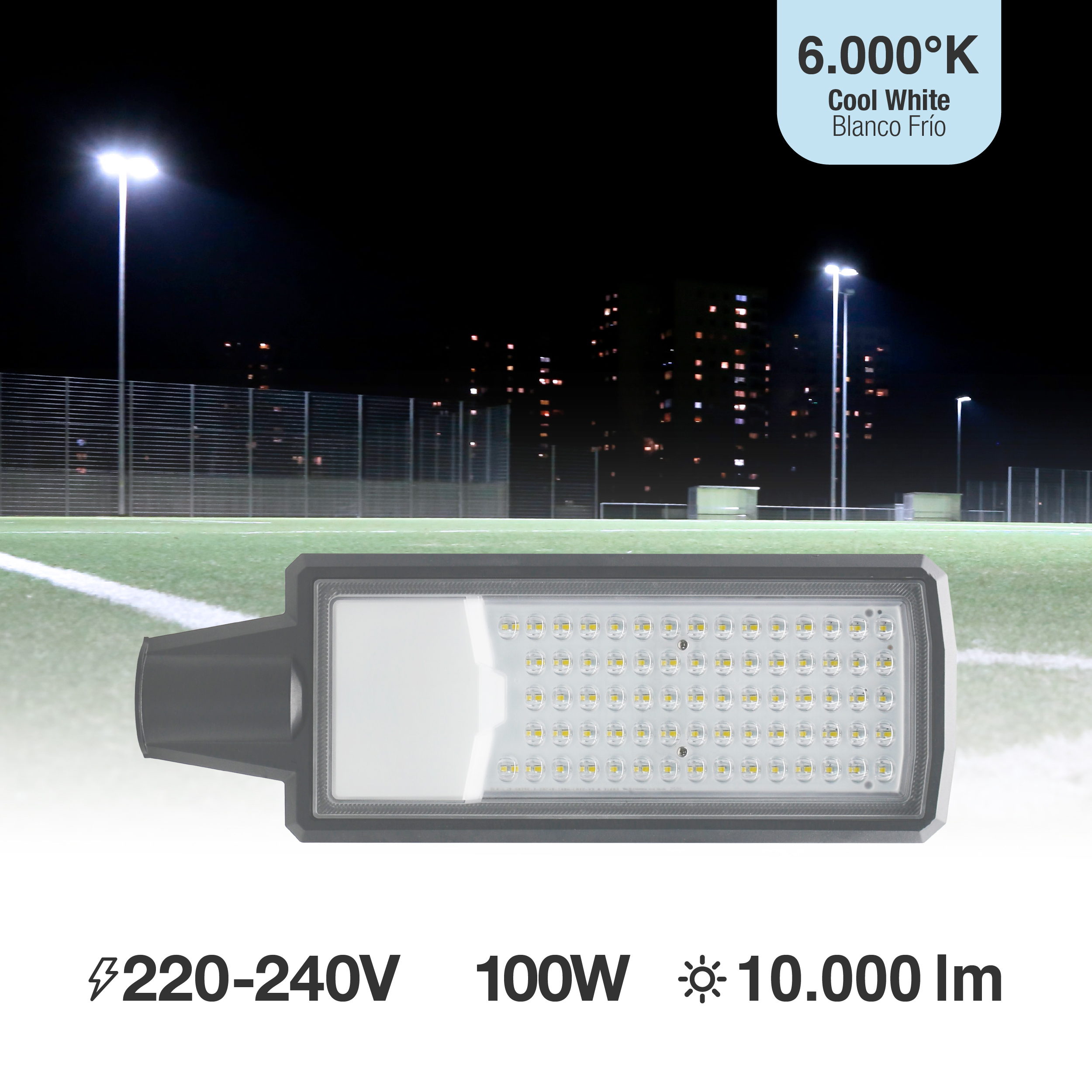 Luminaria LED de Calle 100W Blanco Frío 6500K 10000lm IP65