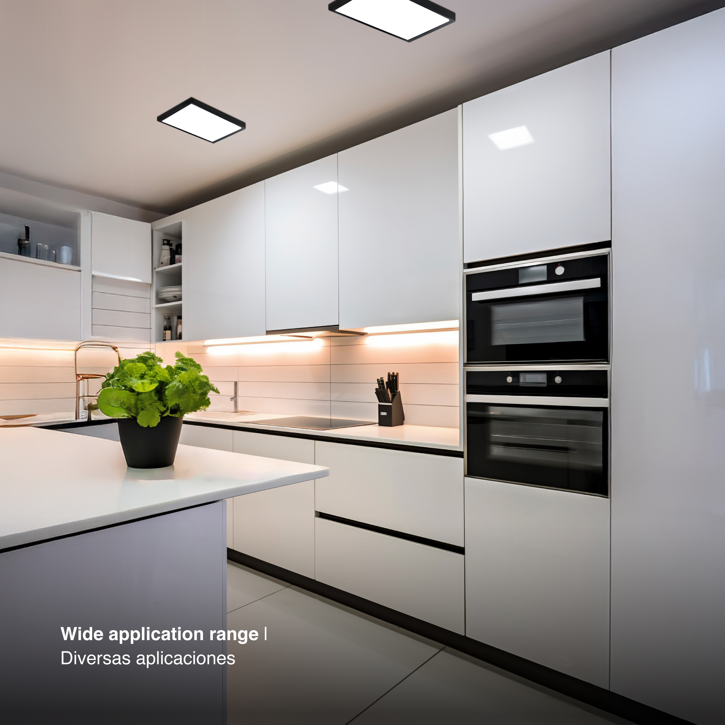 Plafón LED cuadrado negro de 21,3x21,3cm 18W 1440lm Neutro, de aplicar