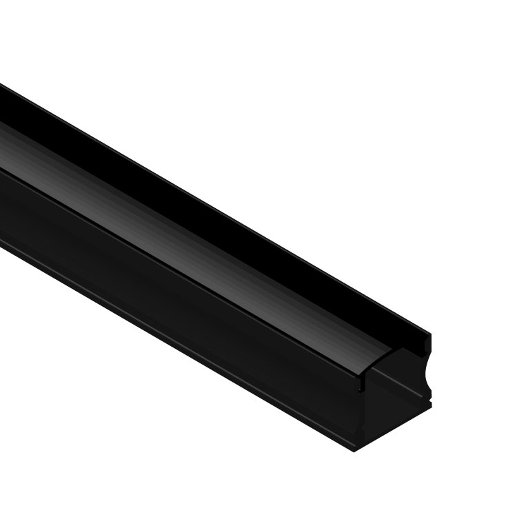 Perfil de Aluminio U 17x14,5mm Negro, Cover Opal Negro x1m