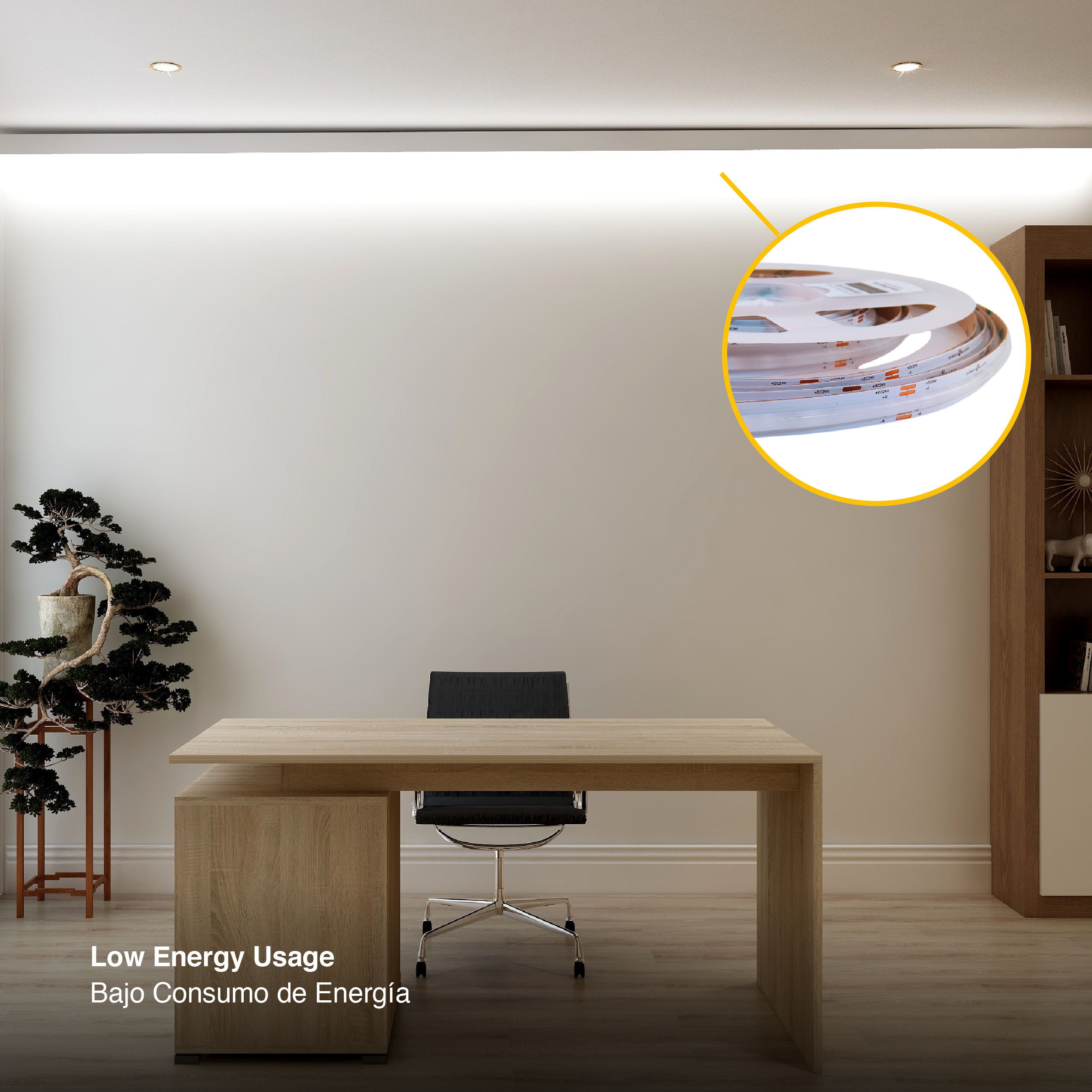 Tira LED COB 24V 16W/m RGB+CCT 860lm/w 840LEDs/m, 12mm PCB x5m