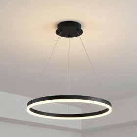 Lámpara LED Suspendida Aro Negro Ø60cm, 36W Blanco Cálido 3000K, 2448lm