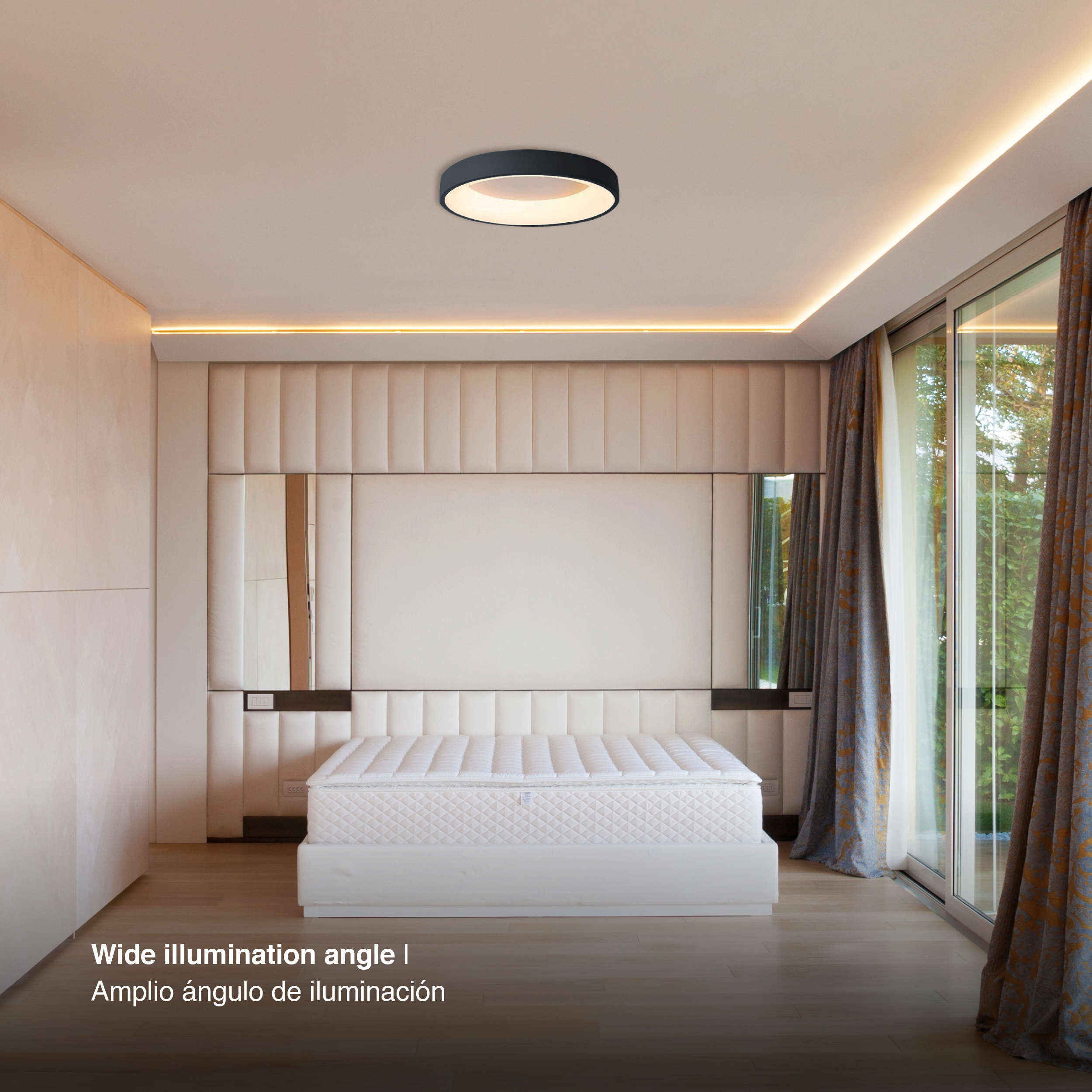 Panel LED Smart Redondo Negro 48x48x9cm 48W 210mA CCT, de Aplicar