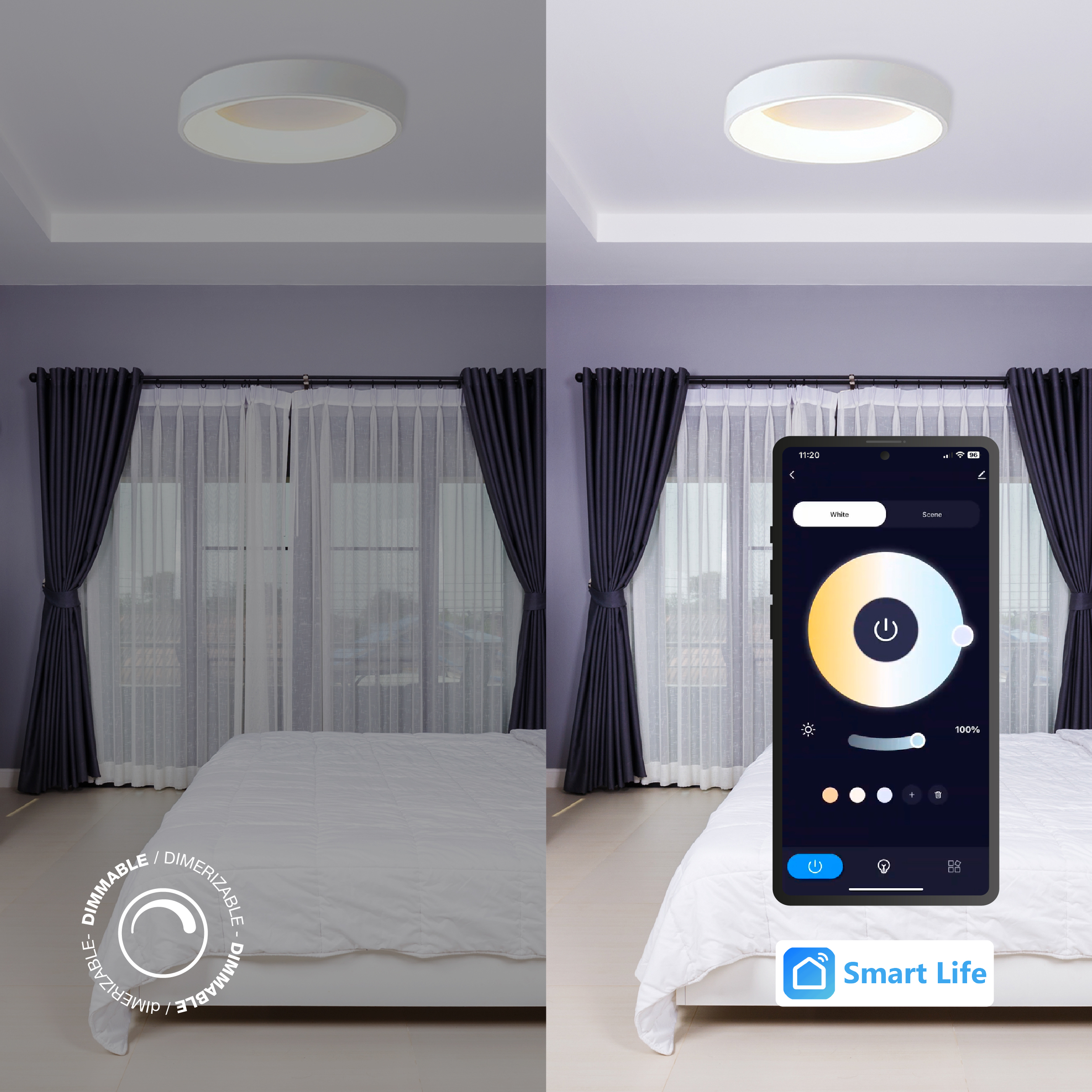 Panel LED Smart Redondo Blanco Ø60x9cm 60W 270mA CCT, de Aplicar