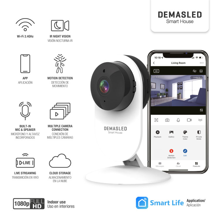 Cámara Smart WIFI de Interior HD 1080P, IP33