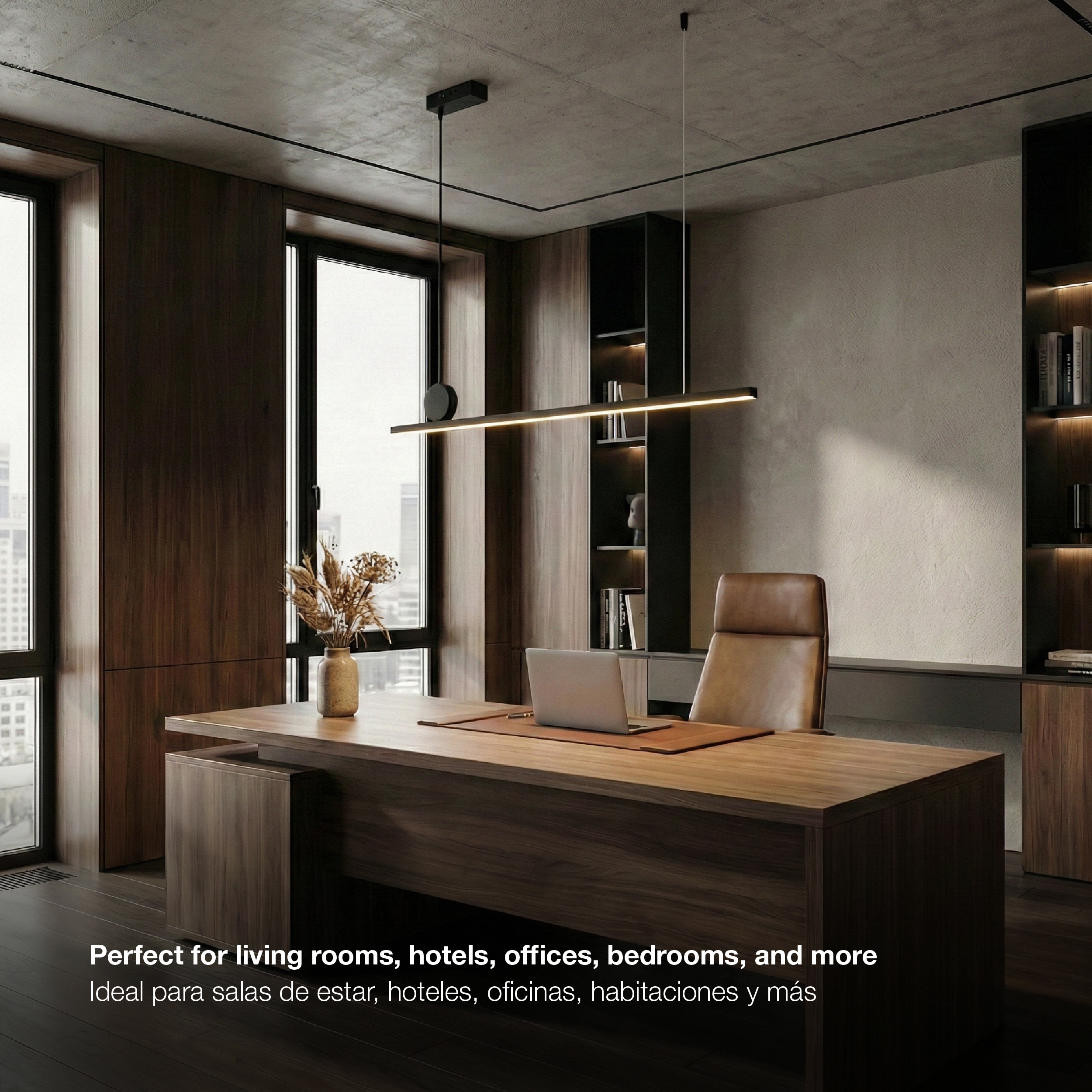 Lámpara LED Suspendida Negro 1180x45mm 40W Blanco Cálido 3000K, 2448lm