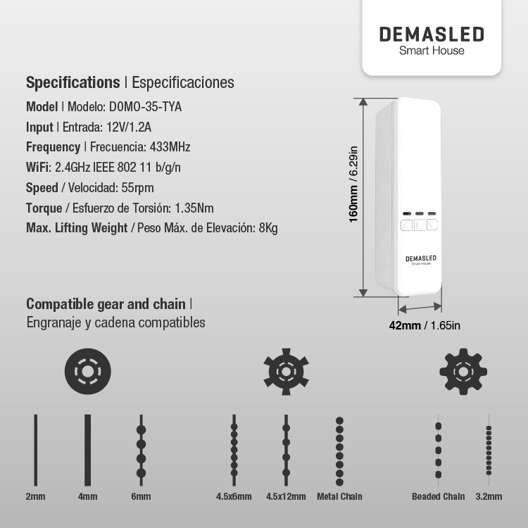 Smart Switch WiFi con Motor para Cortinas 12V 2A