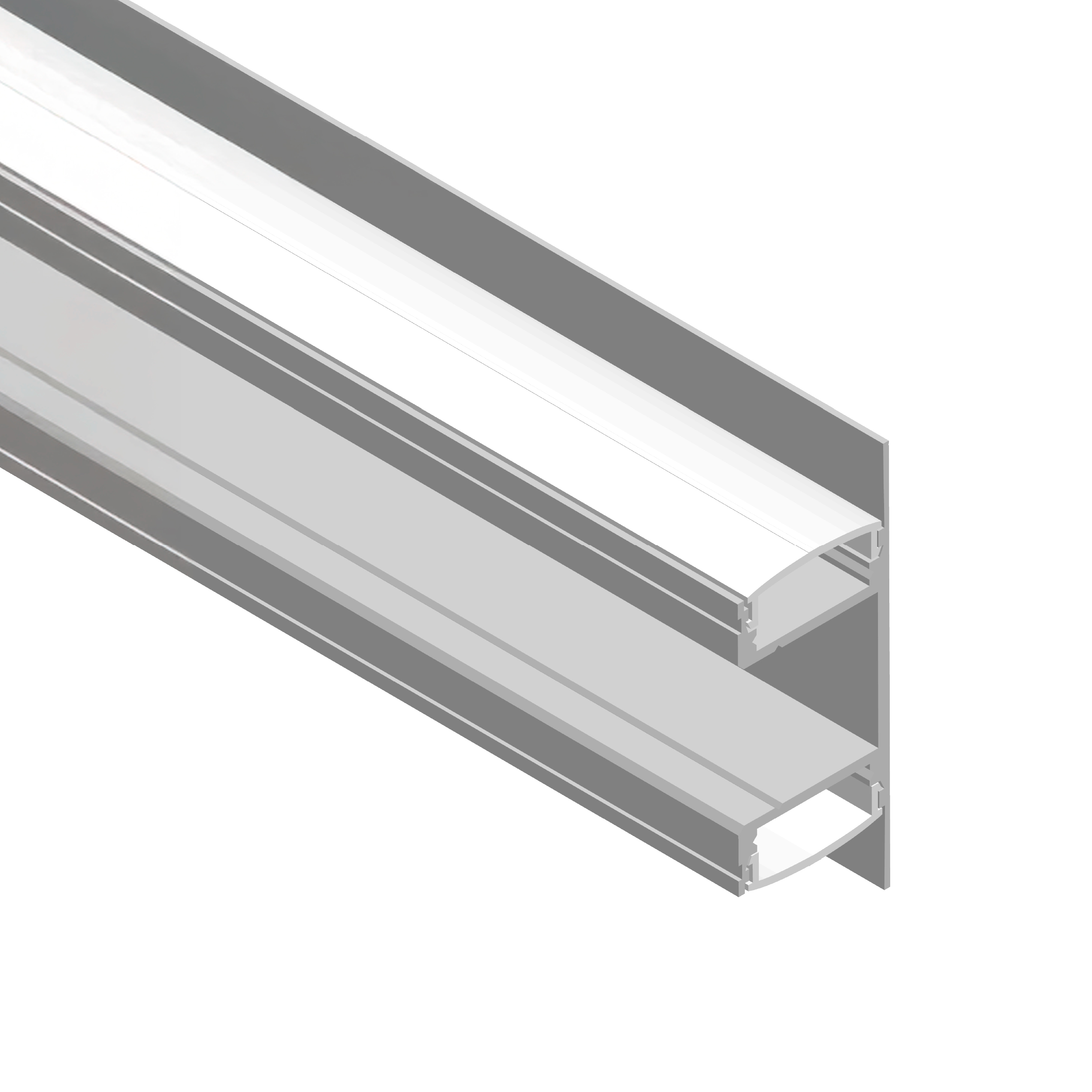 Perfil de Aluminio Duo Bidireccional 49x17mm Anodizado, Cover Opal Blanco x2m