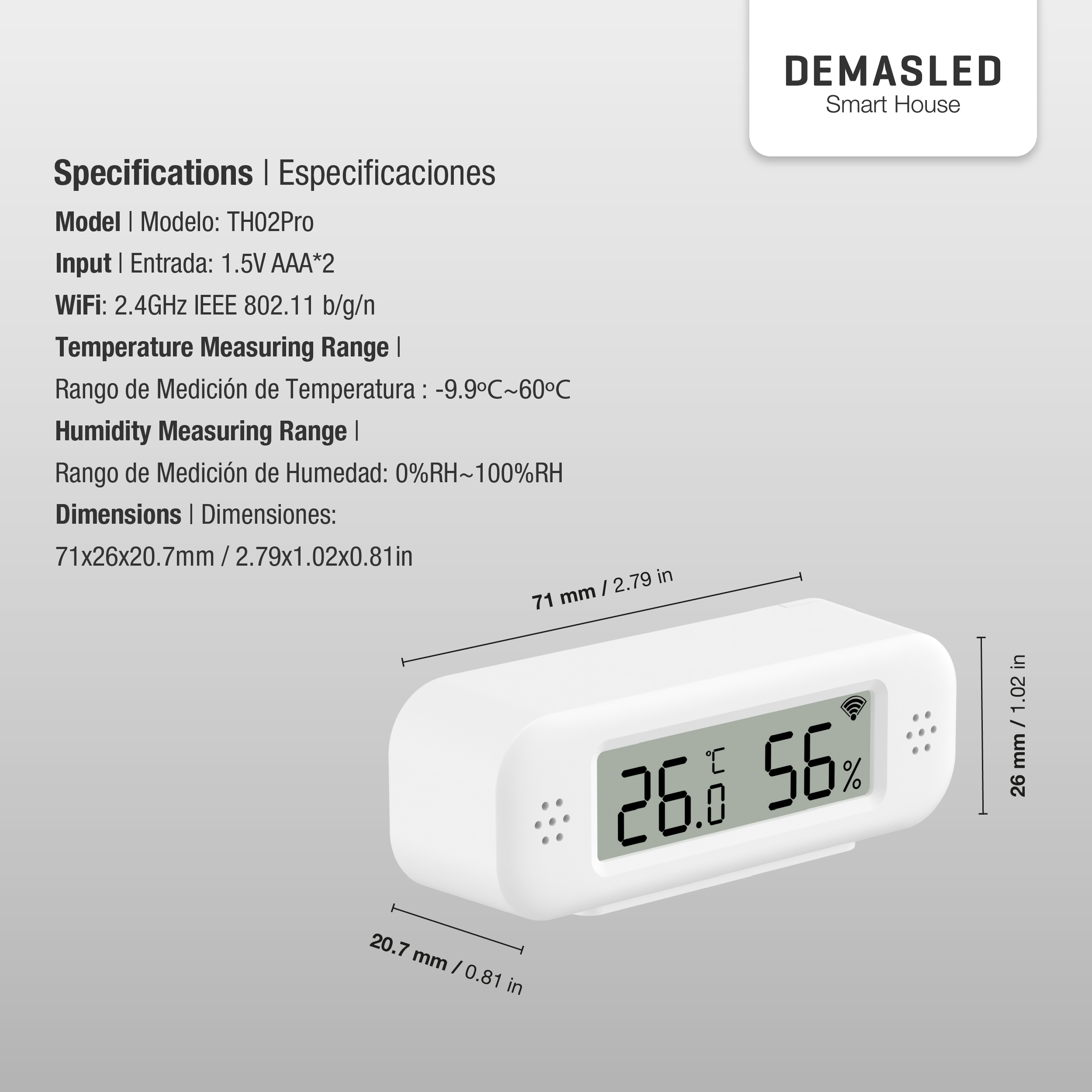 Sensor de Temperatura y Humedad WIFI con Pantalla