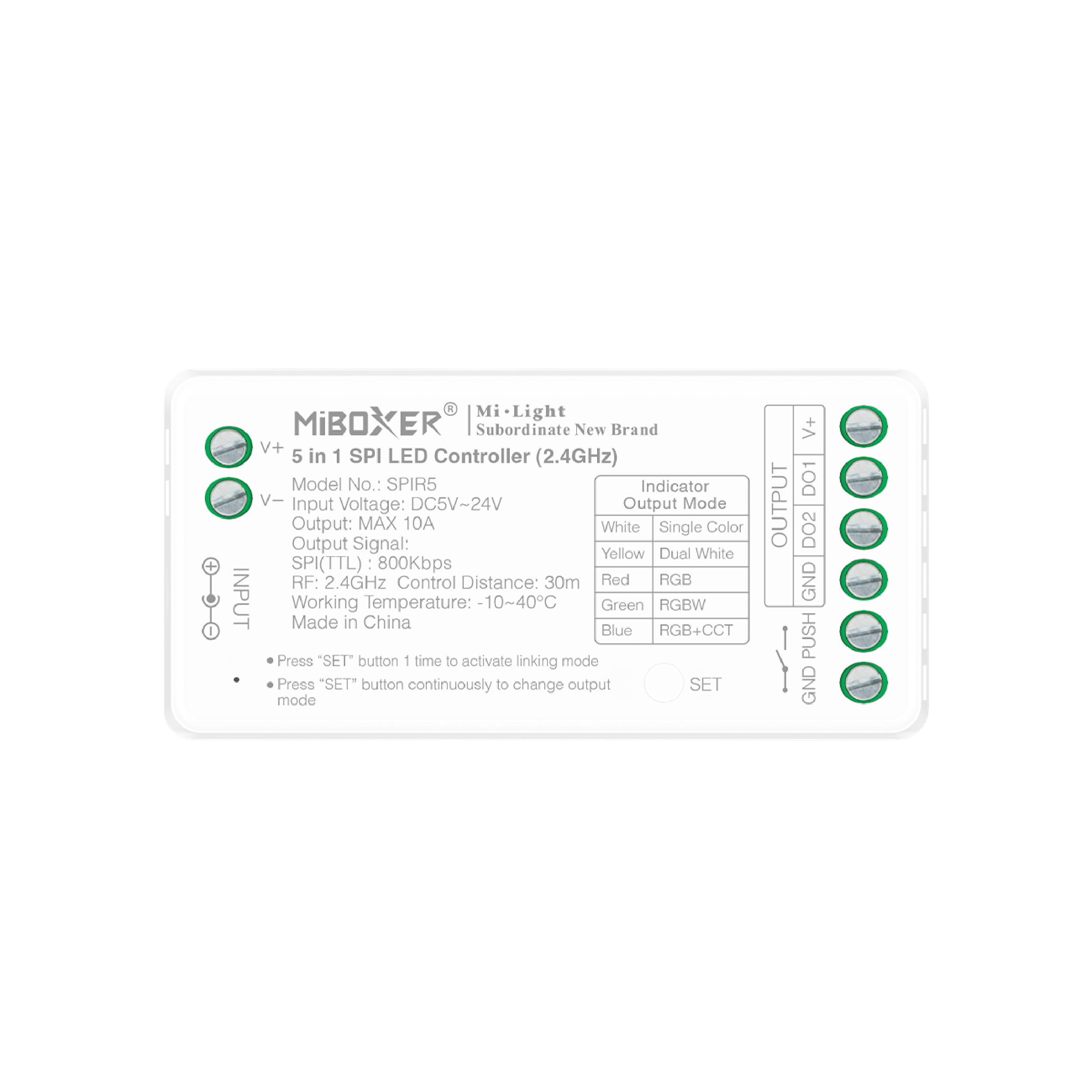 Controlador LED Pixel SPI 5 en 1 5-24V 10A máx. 2.4Ghz