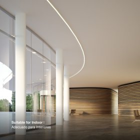 Perfil de Aluminio Flexible con Alas de Embutir 56x15mm Anodizado, Cover Opal Blanco x2m