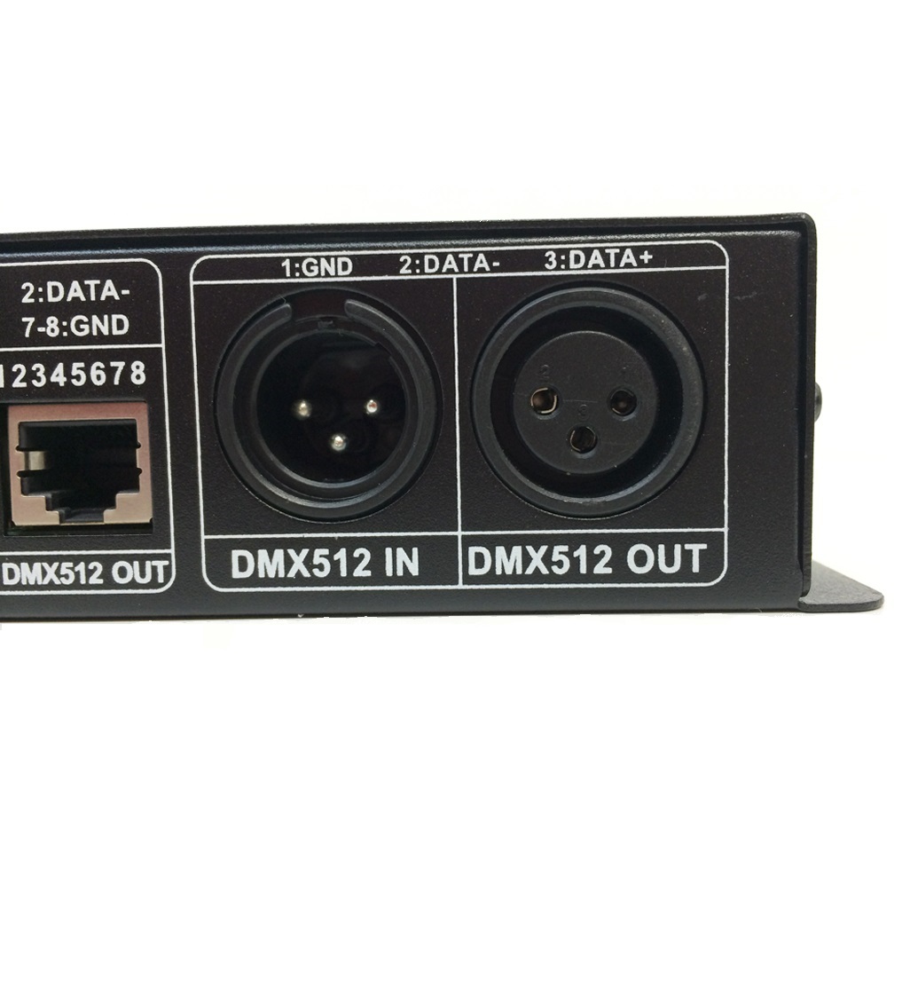 Decodificador DMX-512 RGB PWM, 12-24V 192-348W 16A, 4 canales