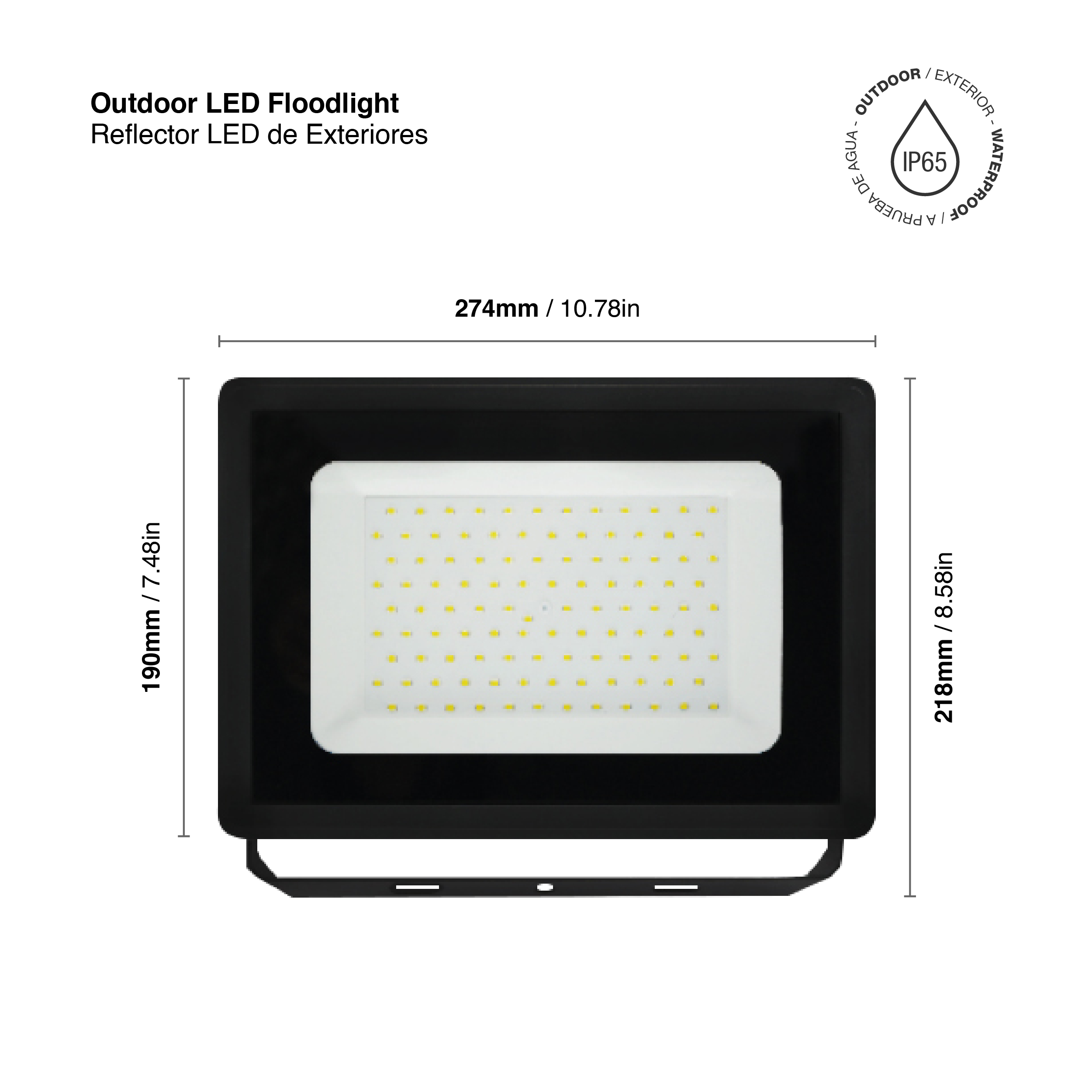 Reflector LED de Exteriores IP65, 100W 8.500lm Blanco Frio, 220-240Vac