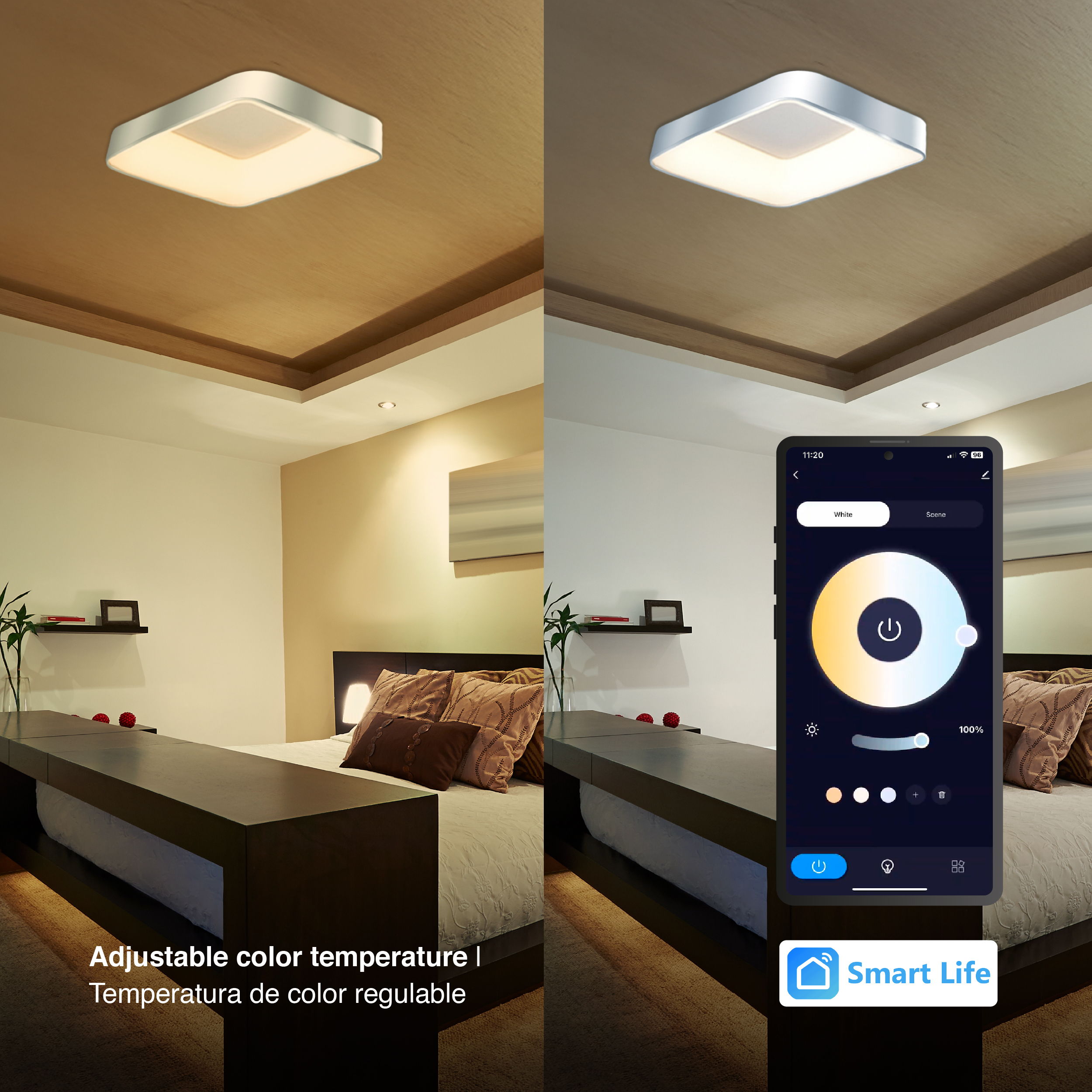 Panel LED Smart Cuadrado Níquel 60x60x9cm 60W 270mA CCT, de Aplicar