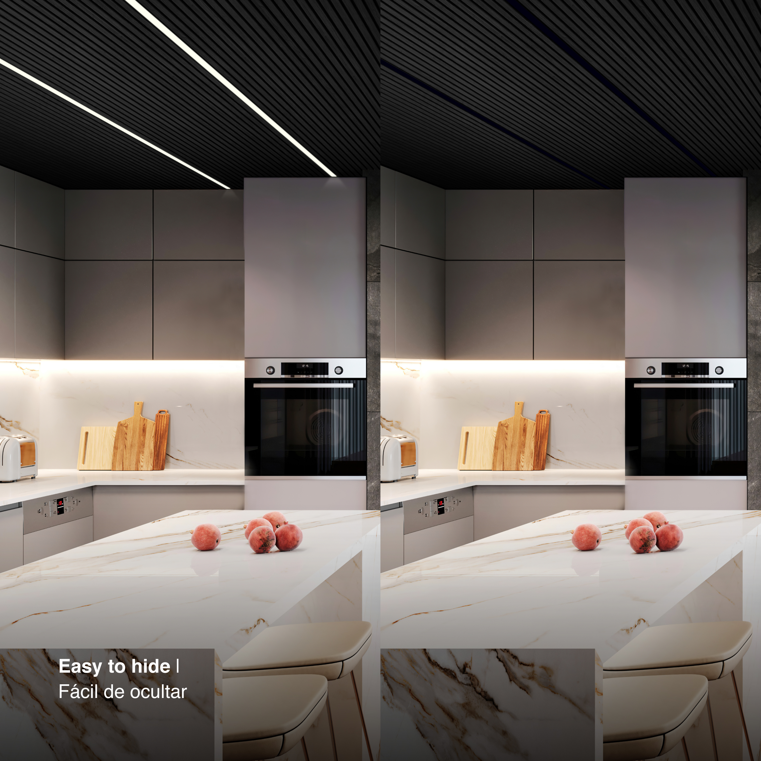 Perfil de Aluminio de Embutir 15x17mm Negro, Cover Opal Negro x1m