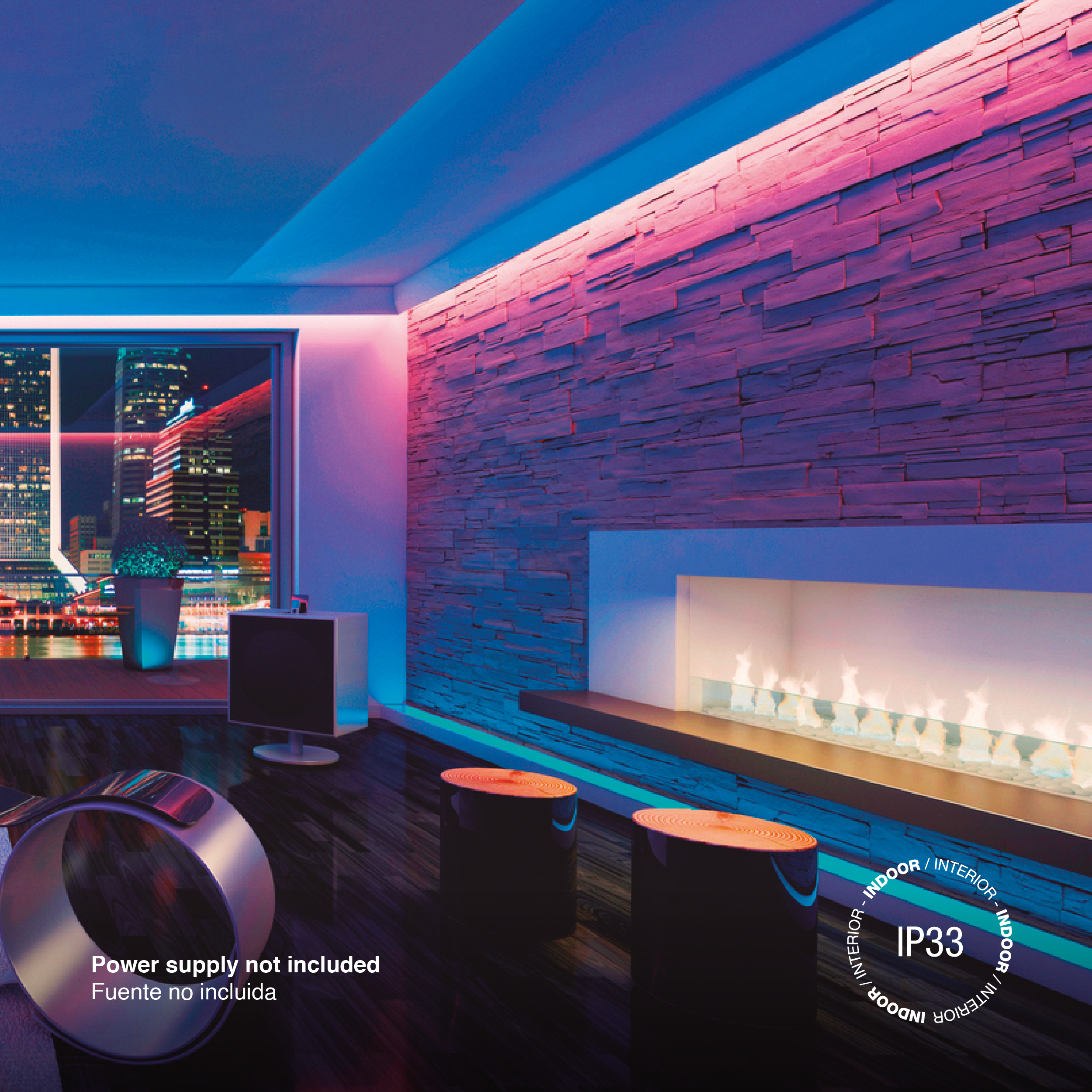 Tira LED COB 24V 14W/m, RGB 500lm/m 576LEDs/m, 10mm PBC, 5m