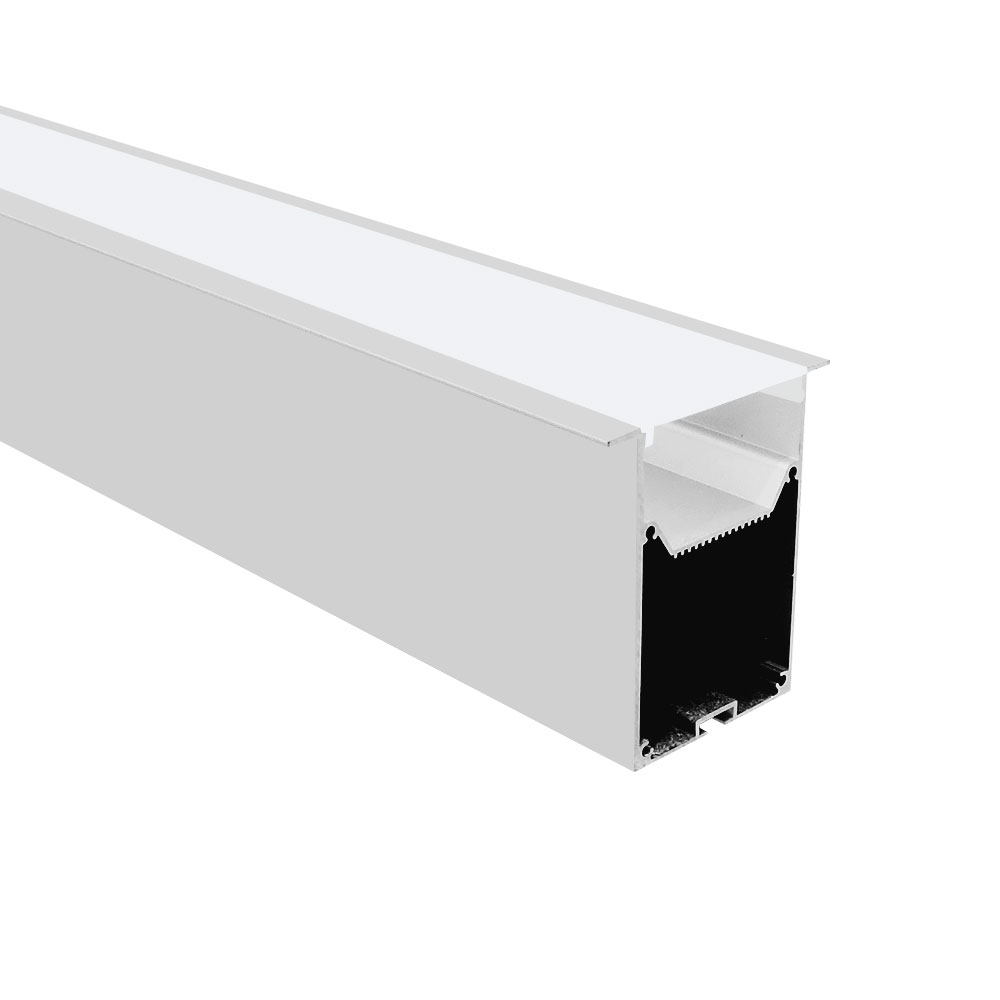 Perfil de Aluminio Linear de Embutir 76x49mm Anodizado, Cover Opal Blanco x2m