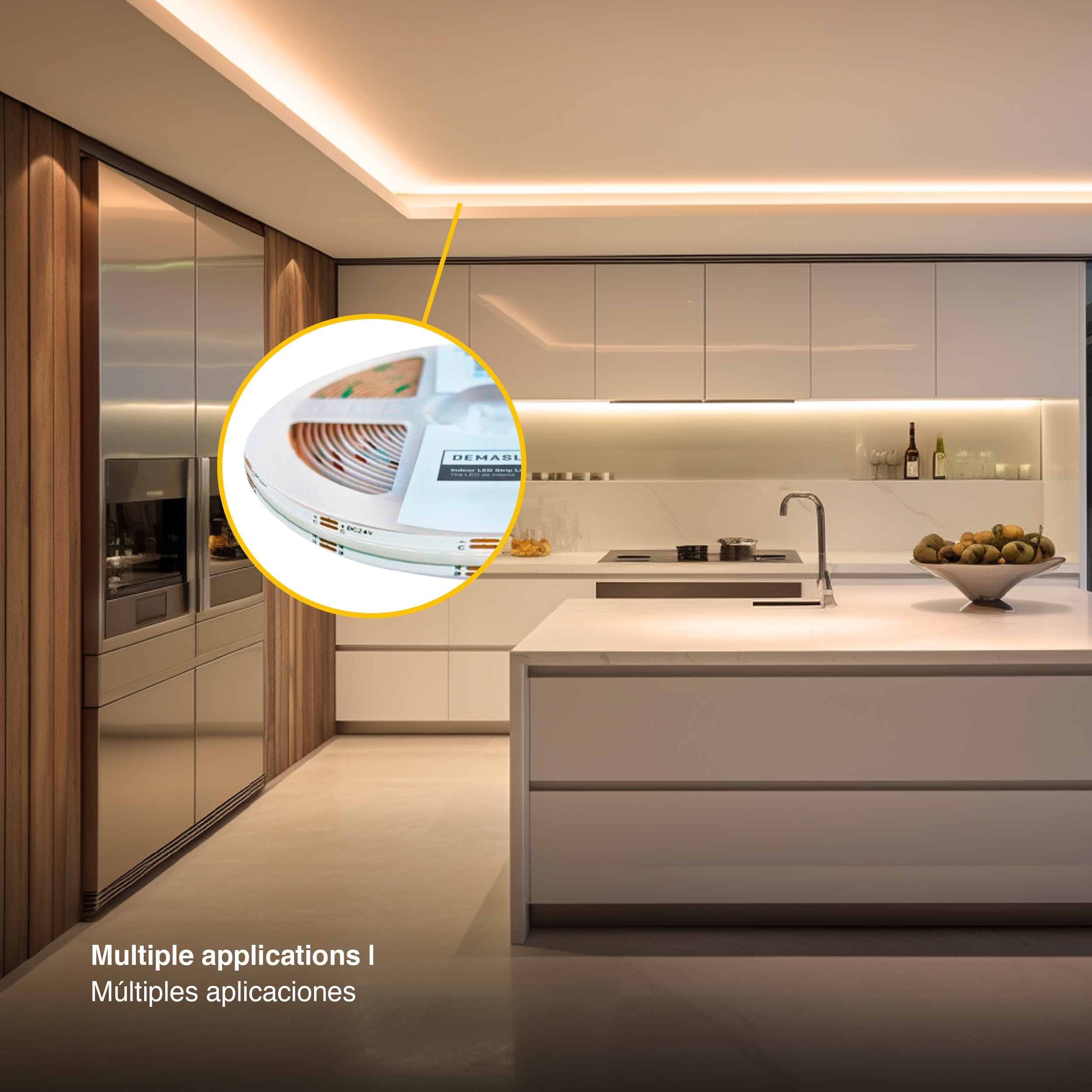 Tira LED COB Pixel 24V 21W/m RGB+Blanco Cálido 784 LEDs/m, 10mm PCB IP33 x5m